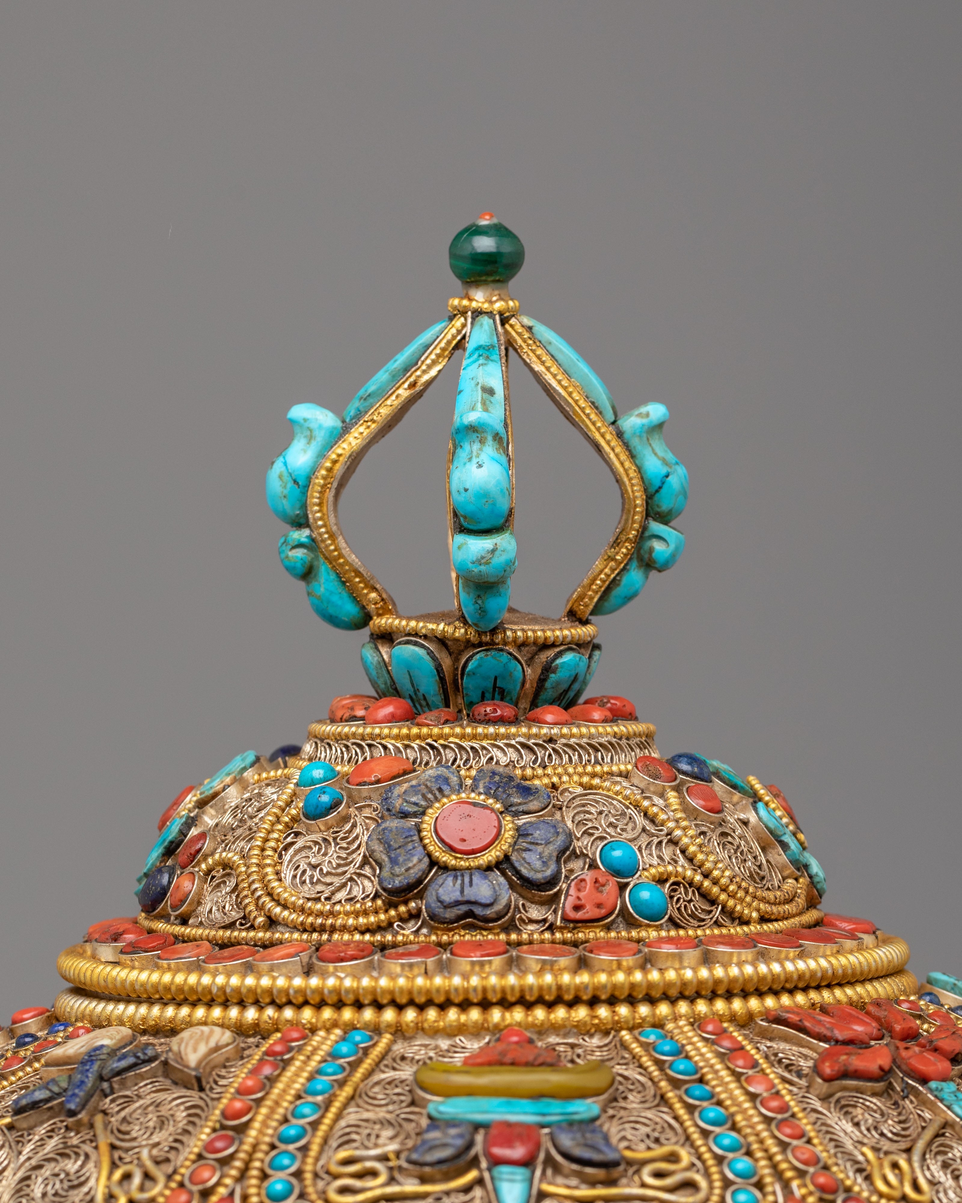 Buddhist Shrine Rice Pot | Filigree Silver Offering Vessel