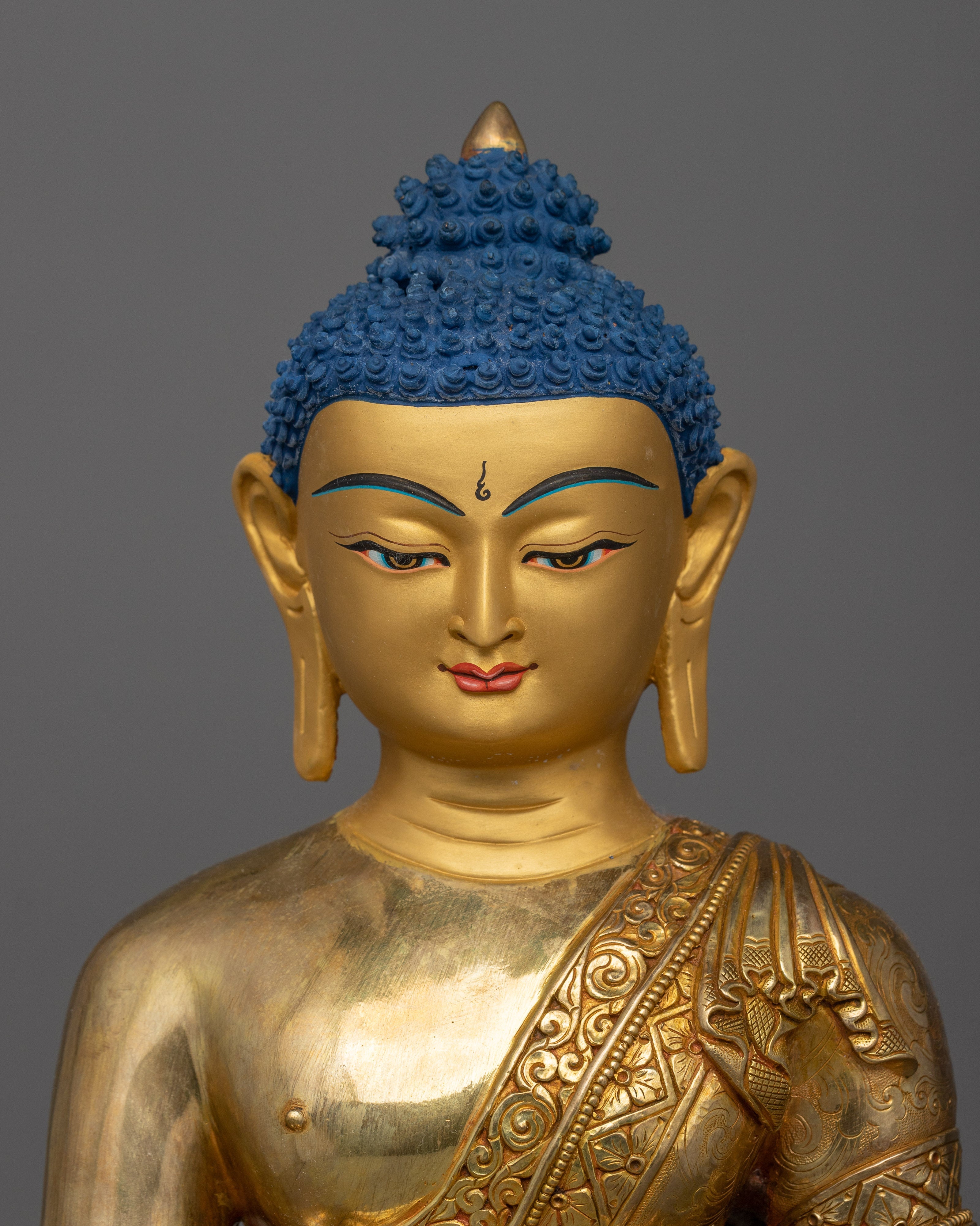 Enlightened Teacher Shakyamuni Buddha Statue | 24K Gold-Gilded Sculpture