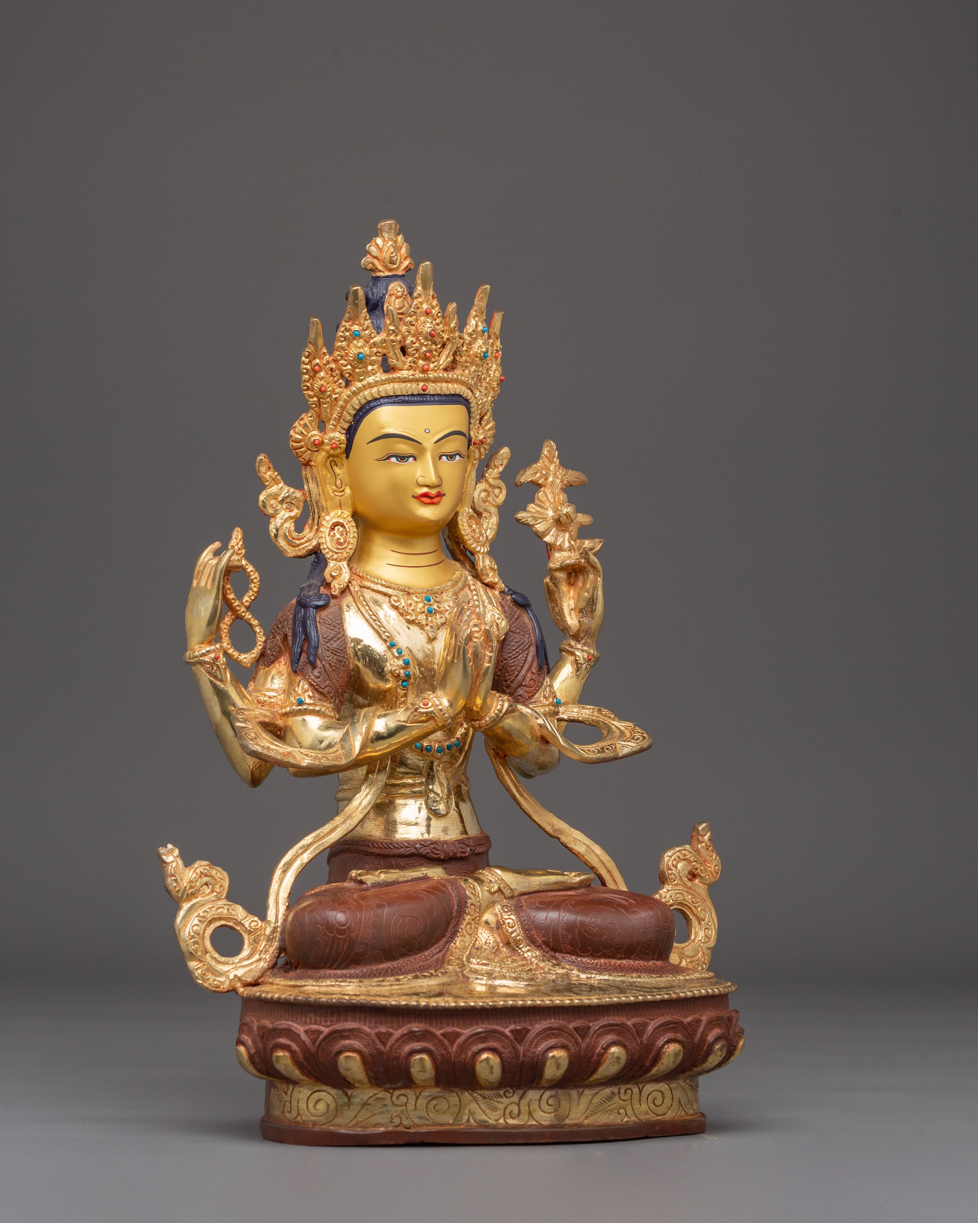 Sacred Bodhisattva Chenrezig Handcrafted Statue | Tibetan Avalokiteshvara Art