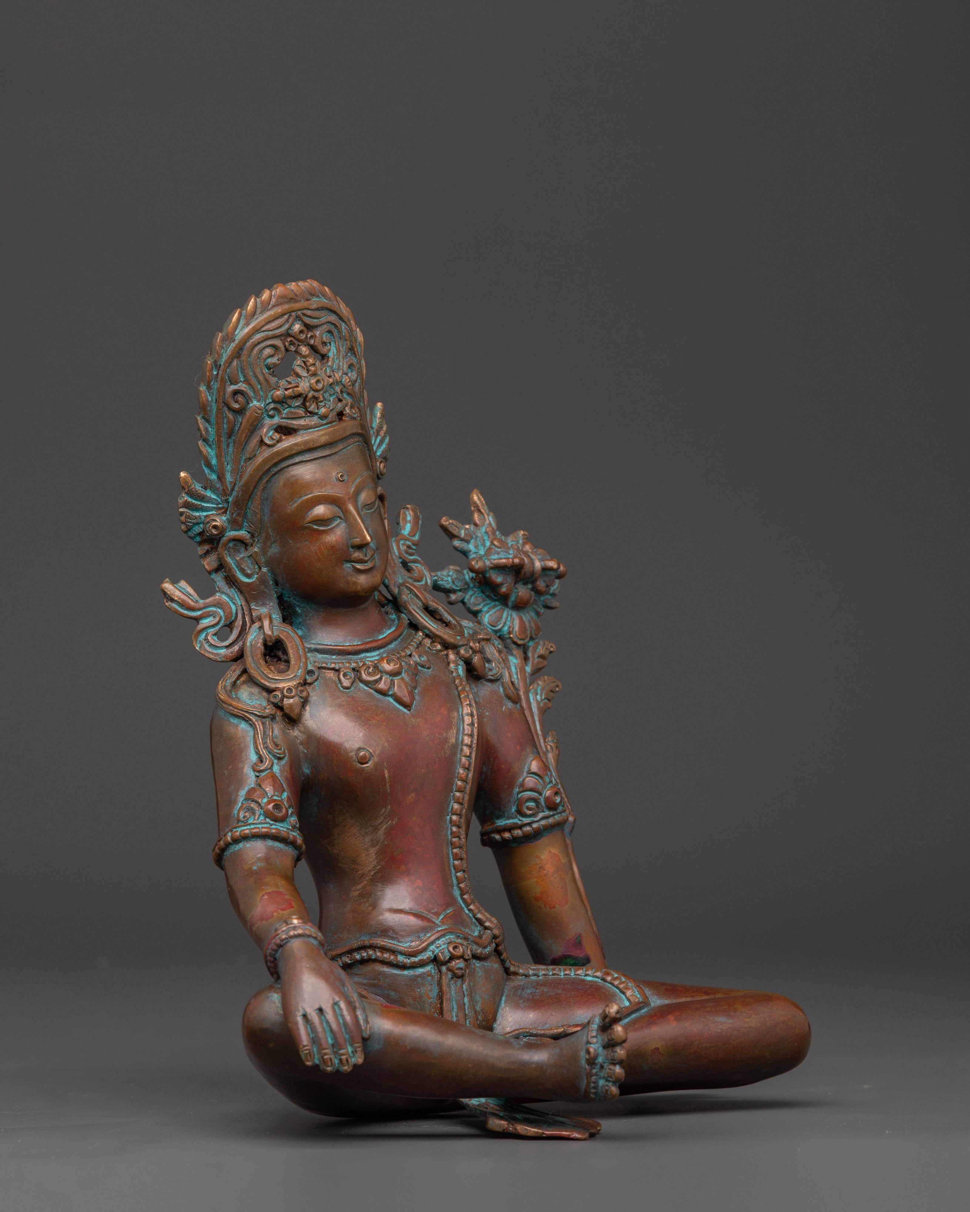 Divine Indra Deity Statue in Oxidized Copper