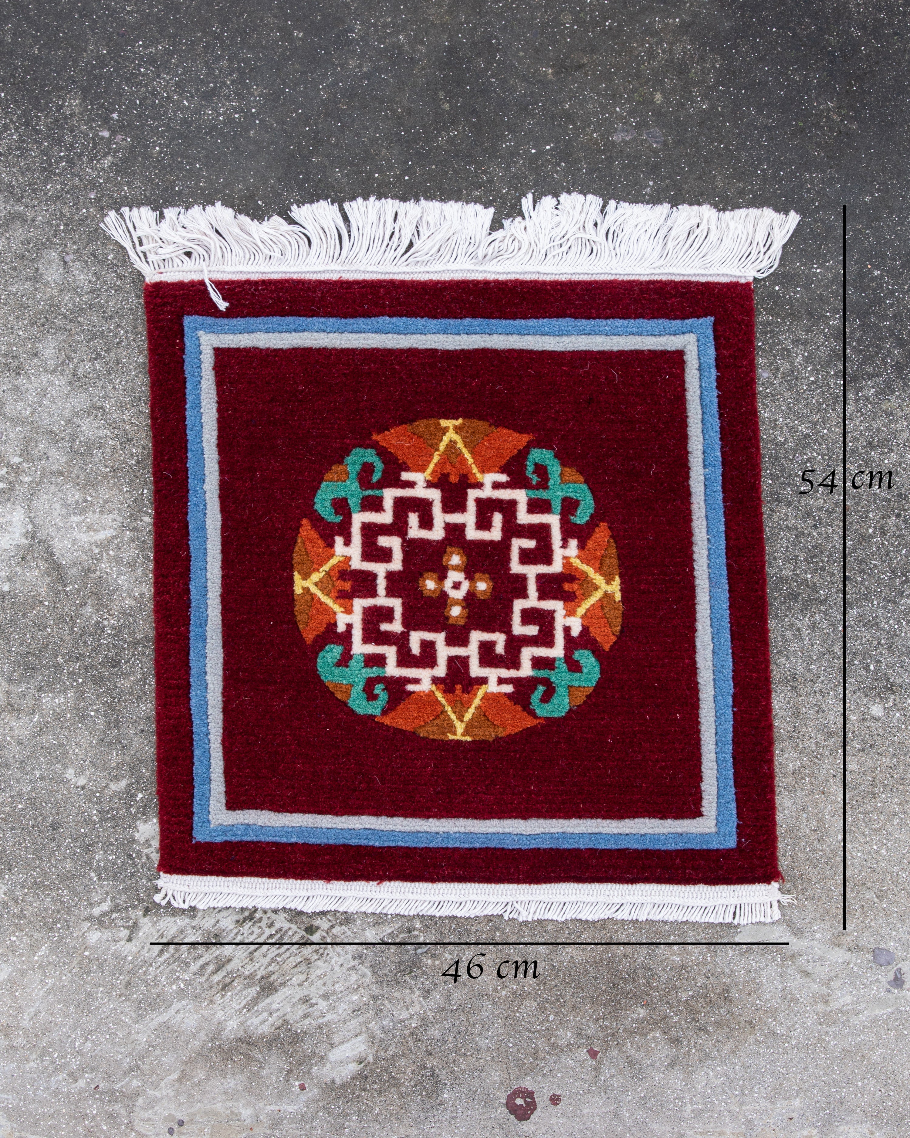 Handmade Meditation Chair Rug | Tibetan Wool Cushion Mat for Mindfulness Practice