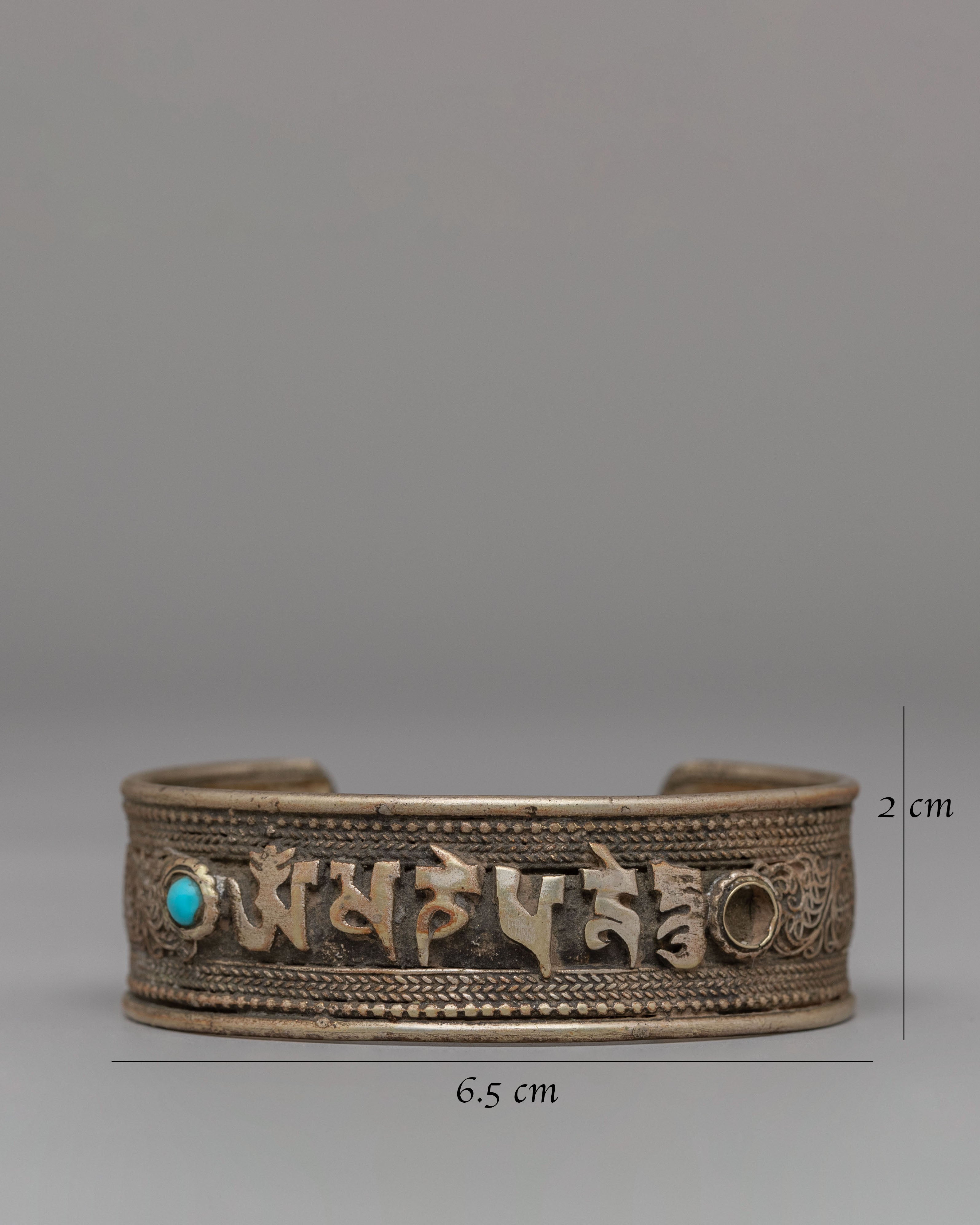 Tibetan Mantra Silver Bracelet | Spiritual Protection Jewelry