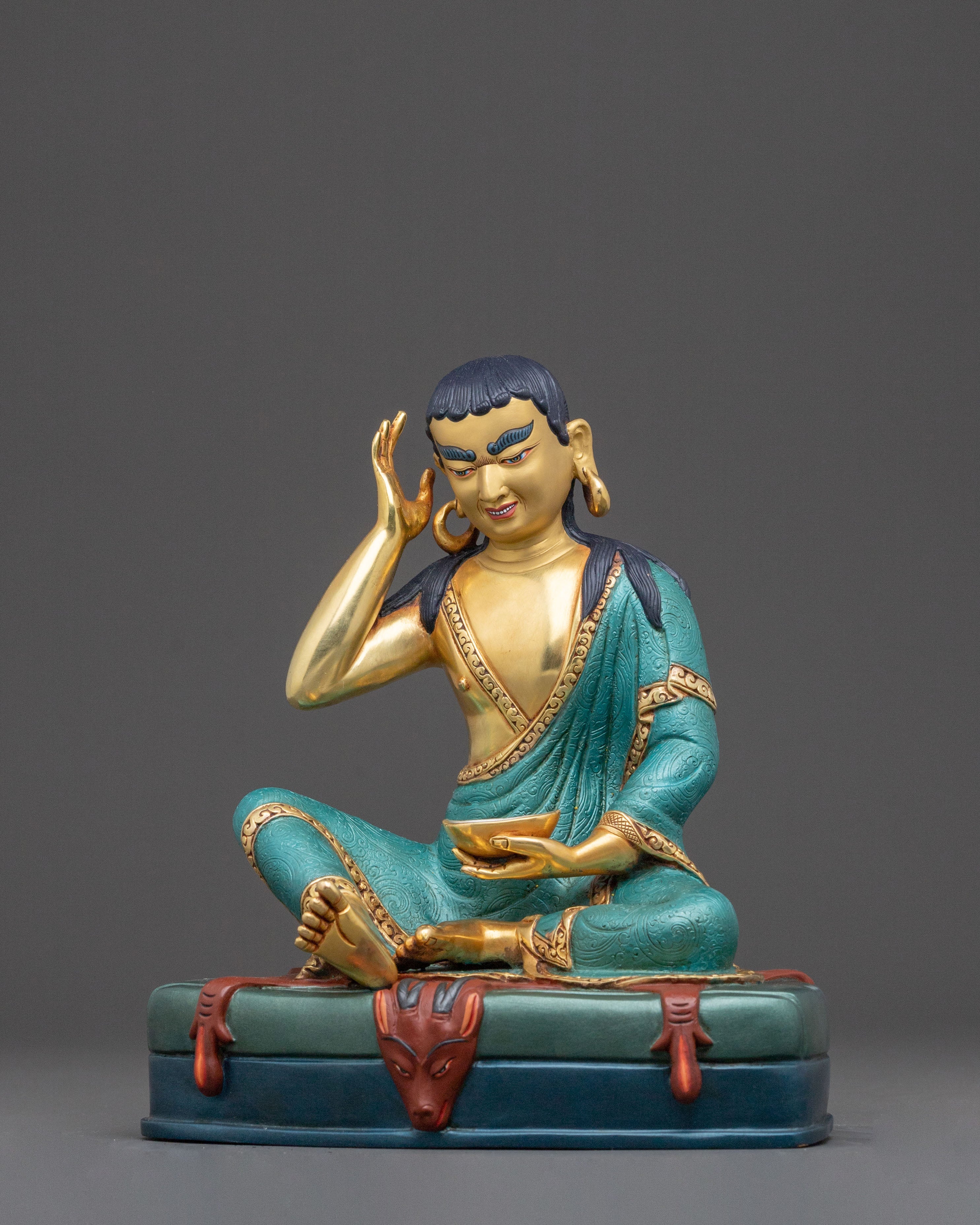 Tibetan Milarepa Buddhist Statue – 24K Gold Gilded Copper Statue