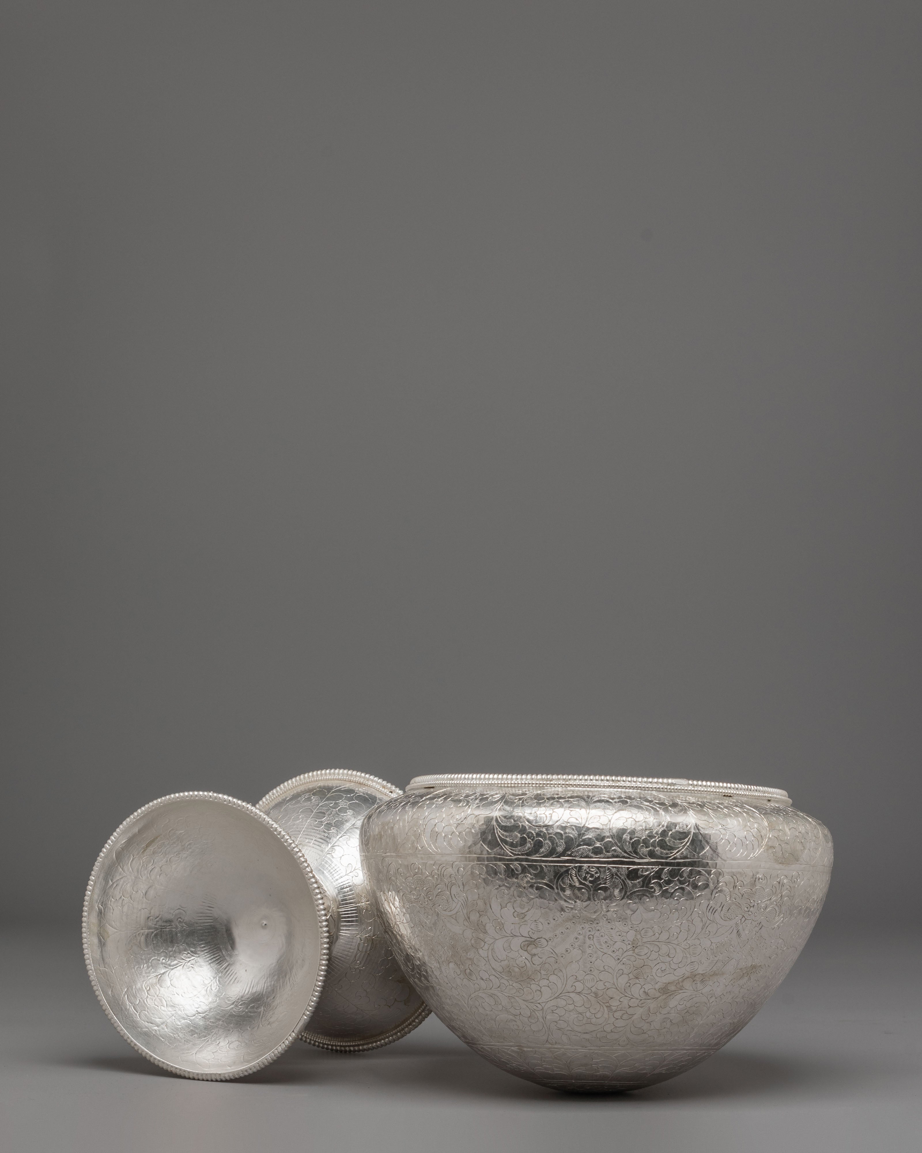 Handmade Golpa Ceremonial Bowl | Silver Plated Ritual Vessel