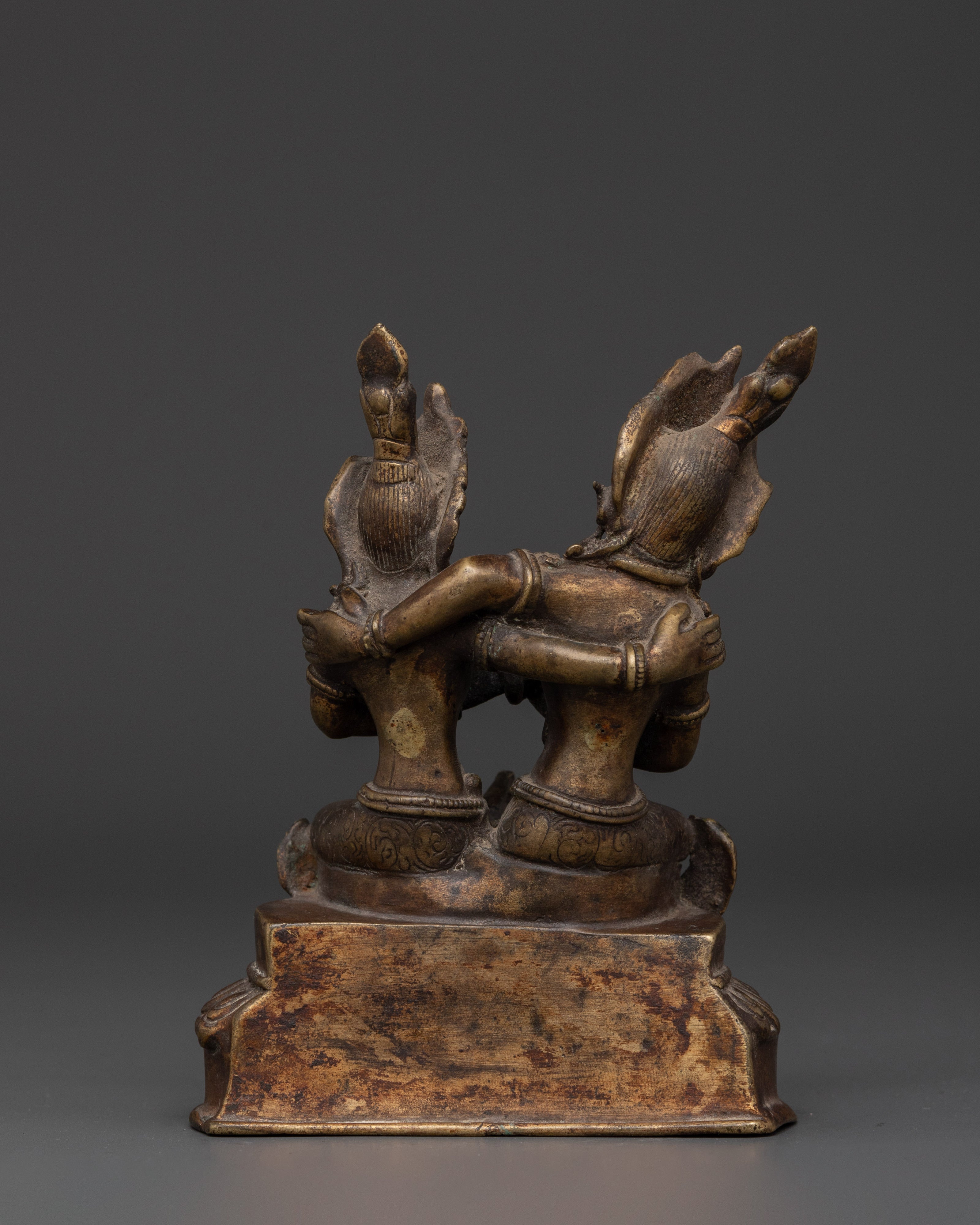 Vintage Bronze Shiva with Consort Statue for Altar & Sacred Decor