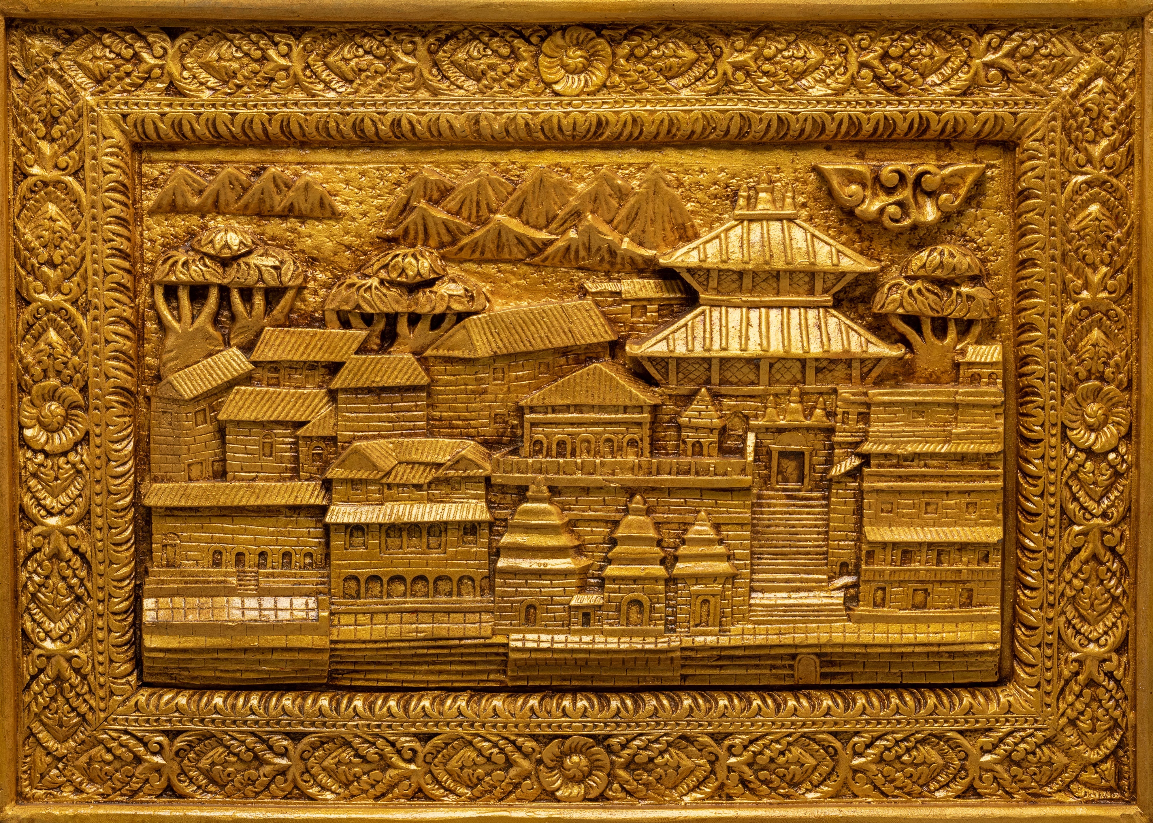 Handcarved Traditional Wall Hanging | Stone Dust Epoxy Art for Home Decor