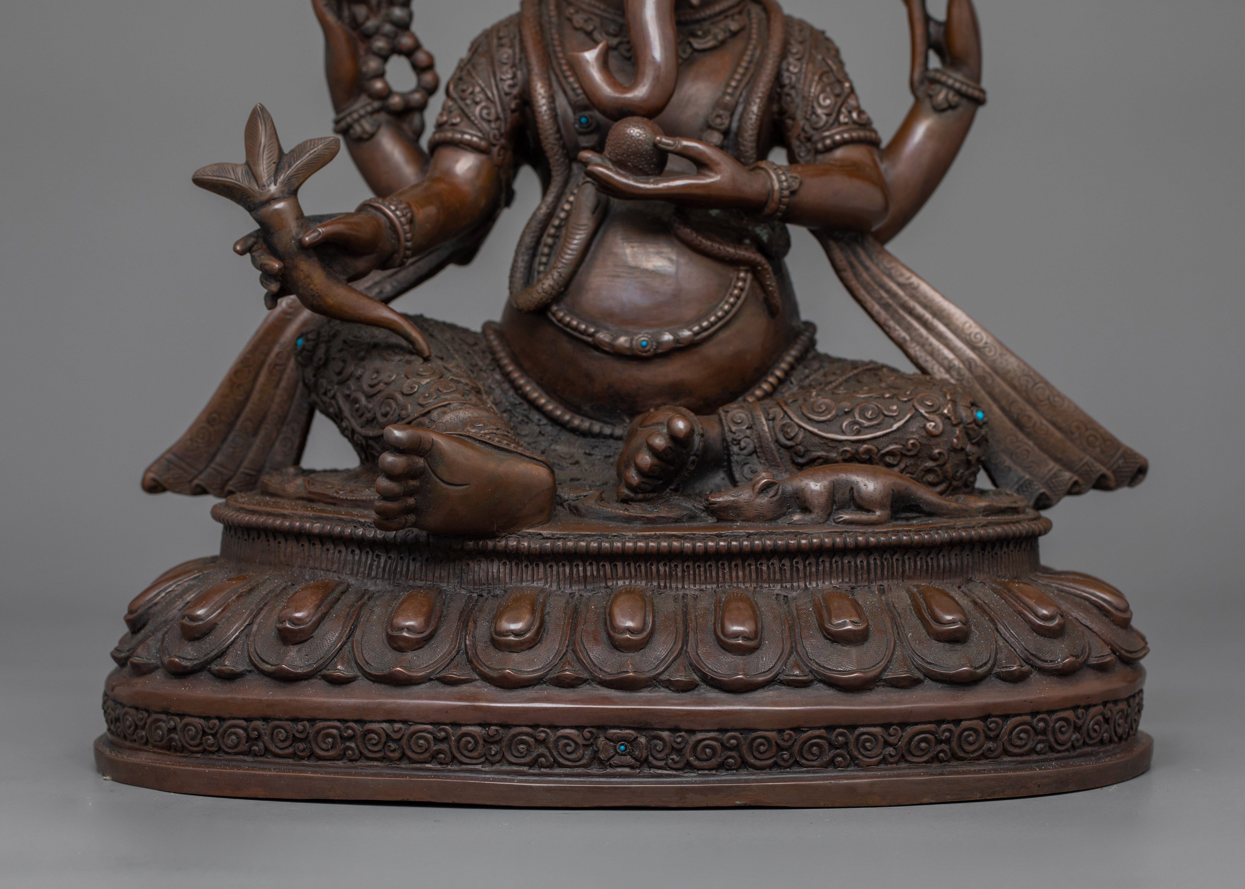 Lord Ganesh Remover of Obstacles Sculpture | Hindu Elephant God for Temple Altar Decor