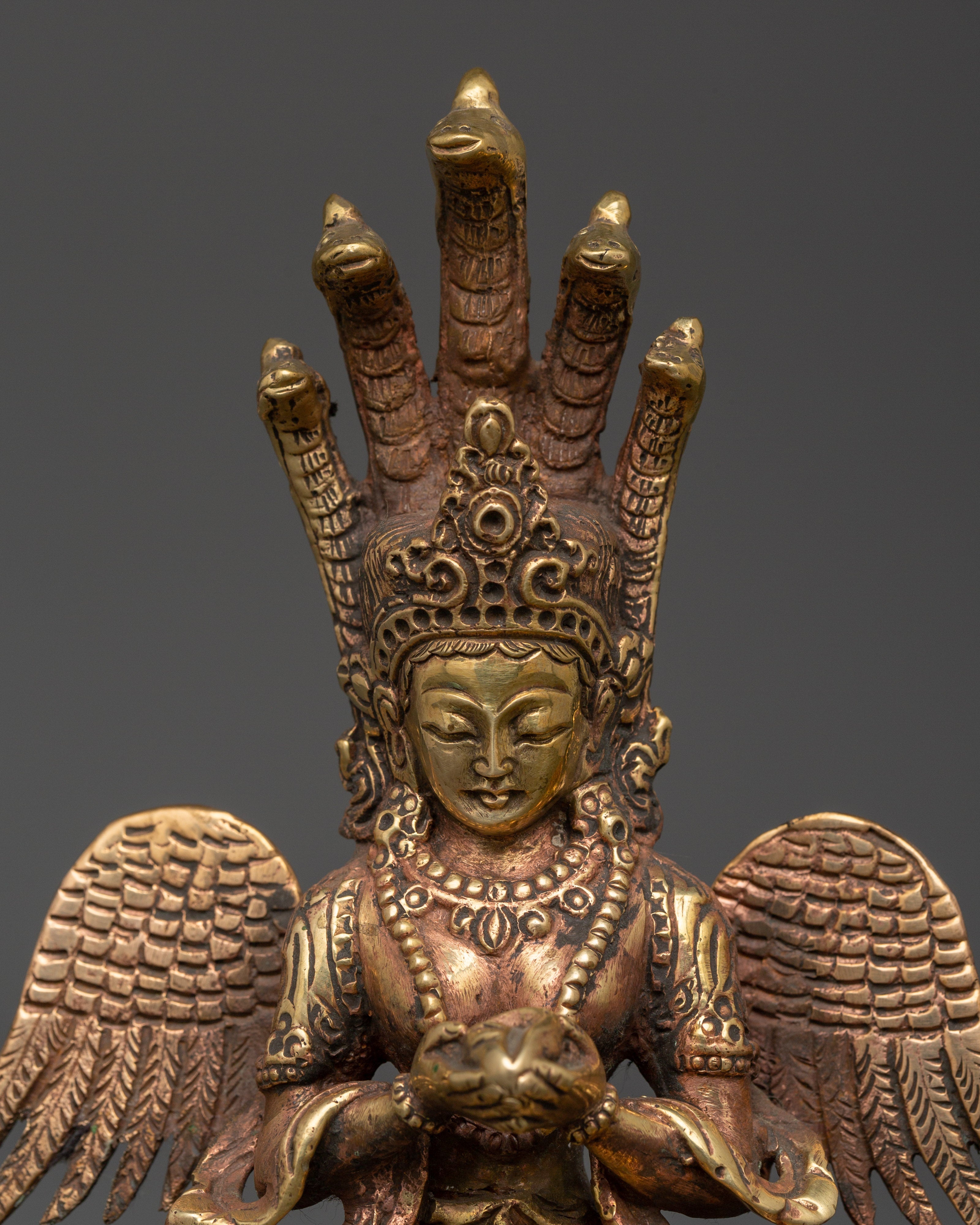Naagkanya Copper Statue | Handcrafted Snake Goddess Sculpture
