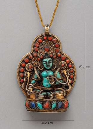 Gold-plated Turquoise Coral Pendant | Spiritual Jewelry