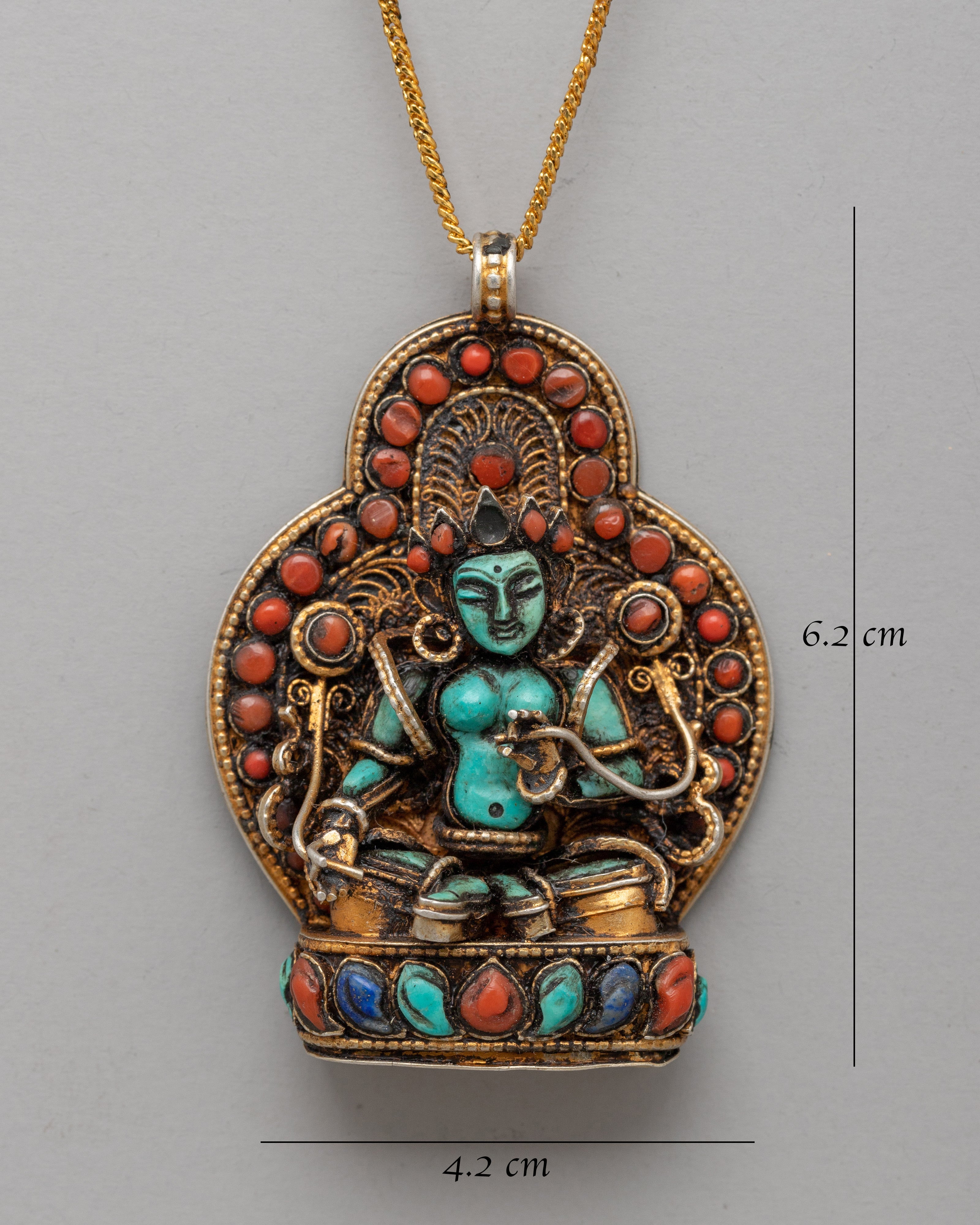 Gold-plated Turquoise Coral Pendant | Spiritual Jewelry