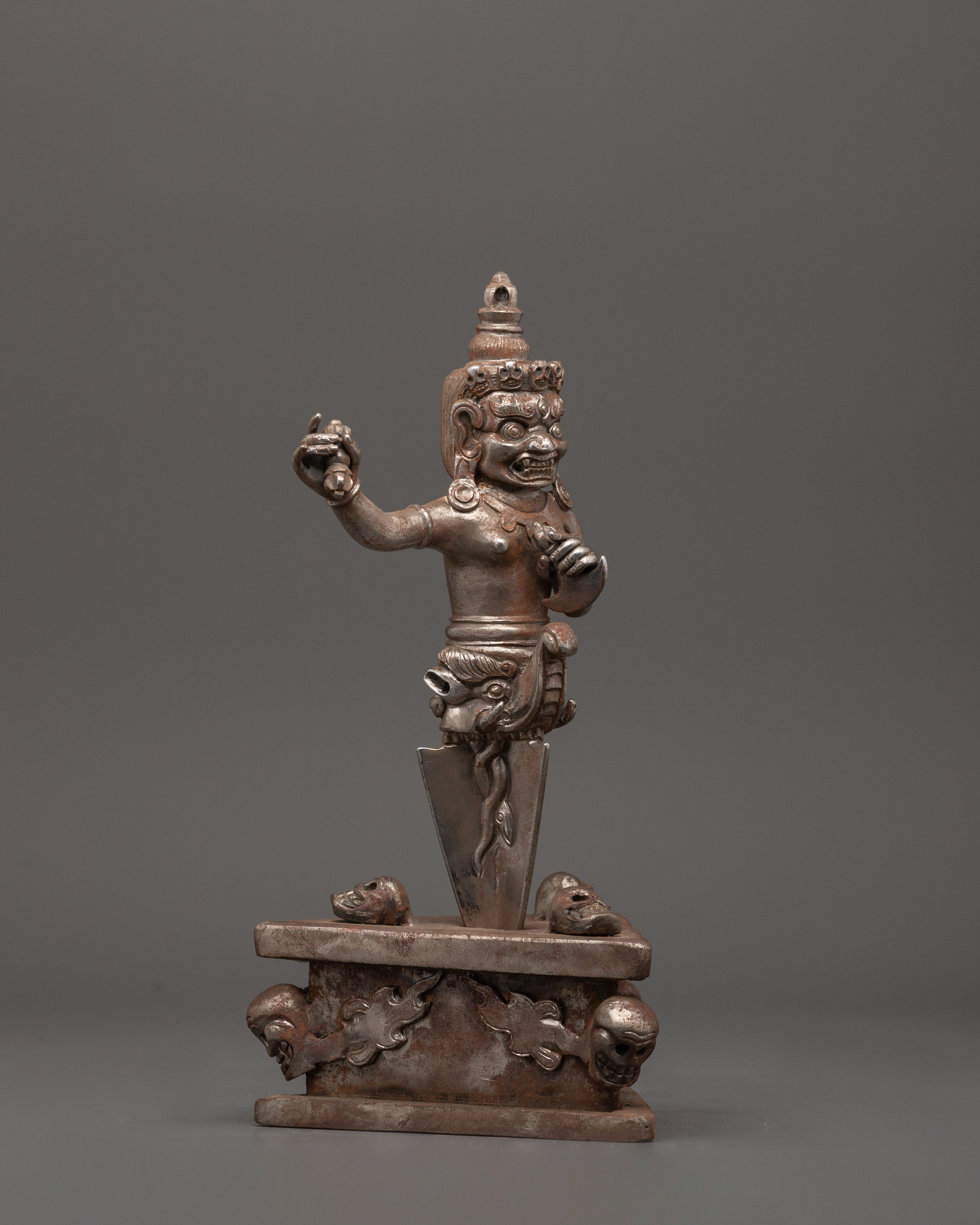 Phurba with a Wrathful Deity Holding Vajra | 25.5cm Ritual Tool