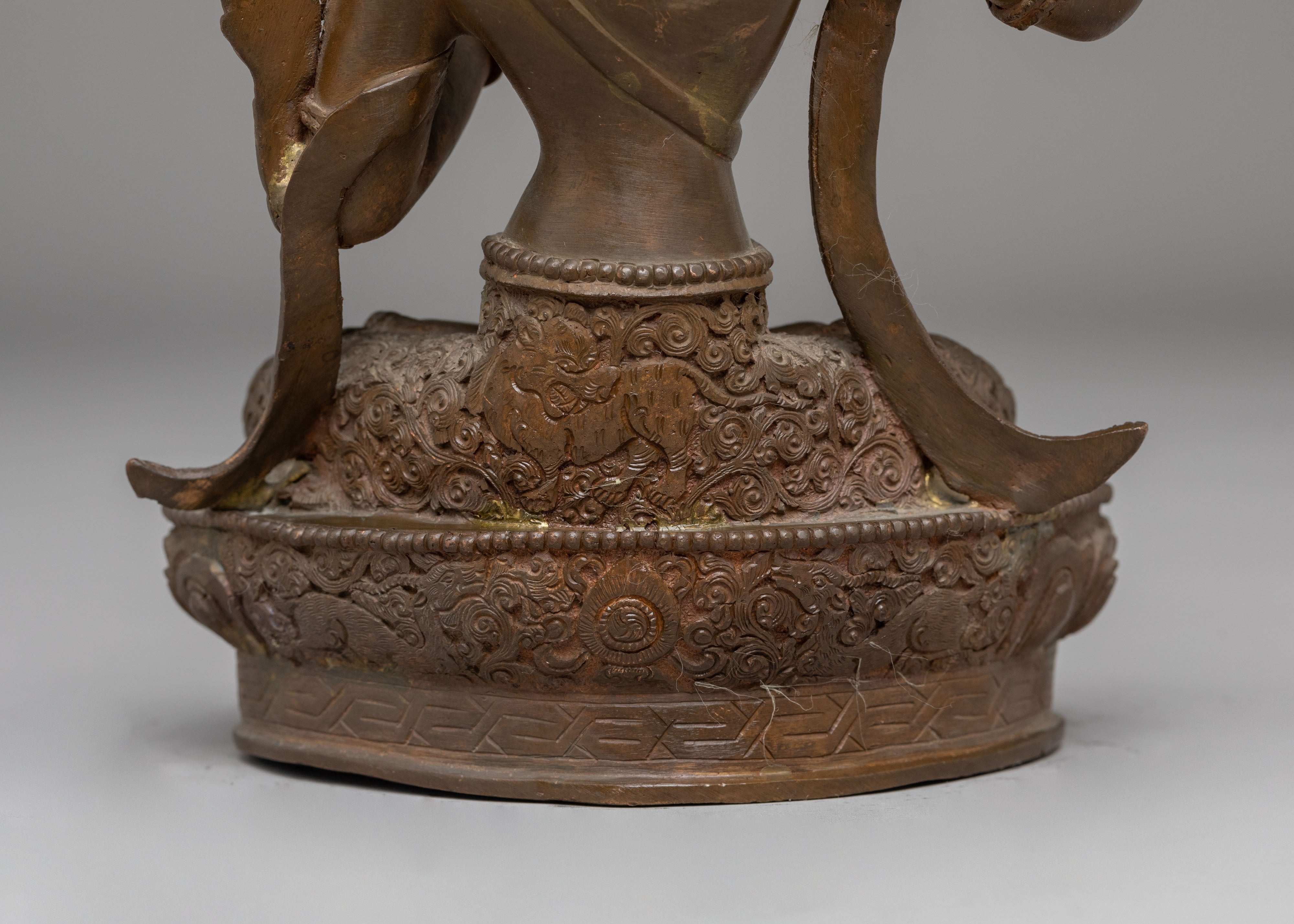 Sacred Wisdom Symbol Manjushri Statue | Tibetan Manjushri Oxidized Copper Art