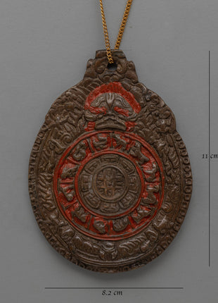 Handcrafted Buddhist Brass Locket with Sacred Symbols | Antique Spiritual Jewelry