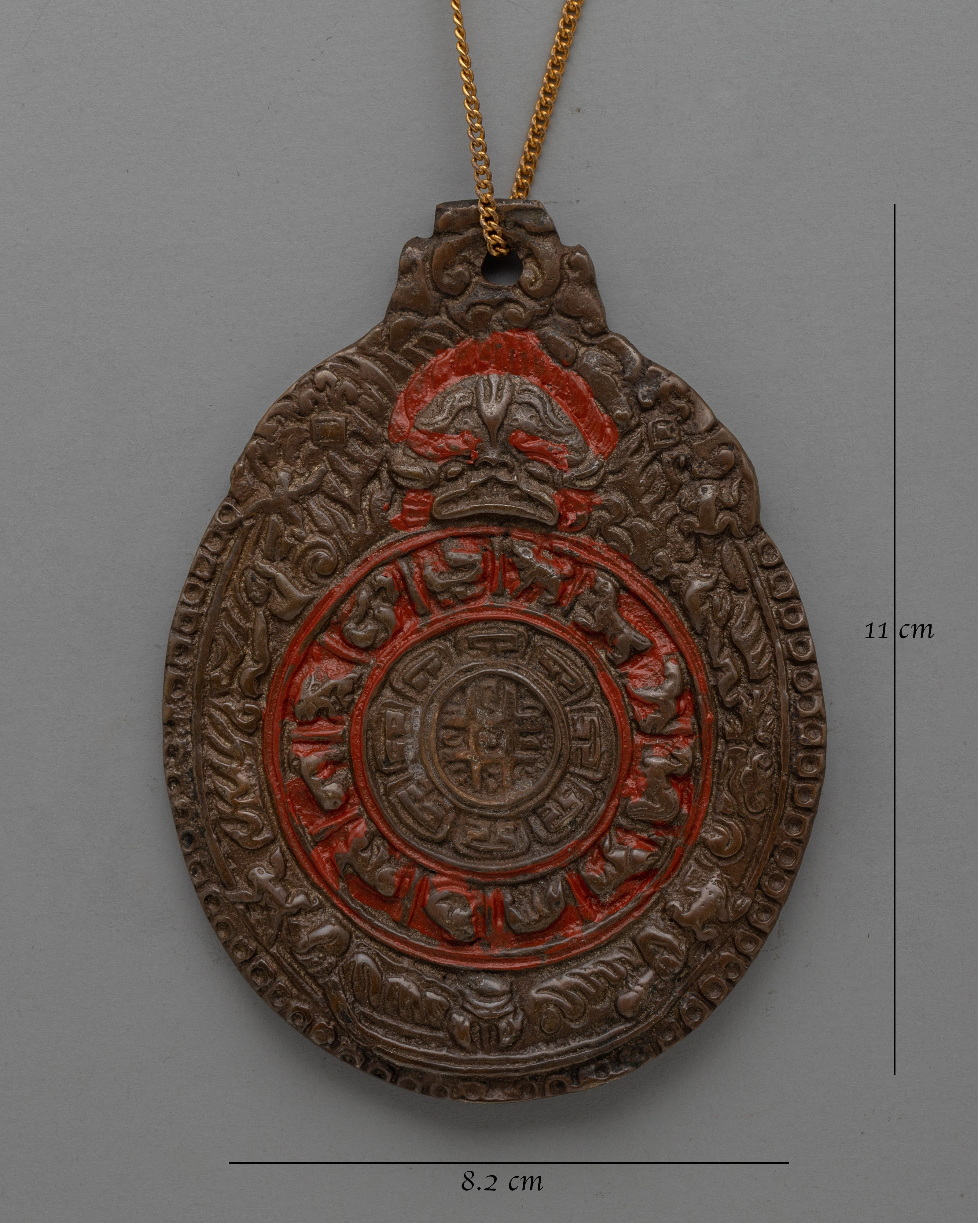 Handcrafted Buddhist Brass Locket with Sacred Symbols | Antique Spirit