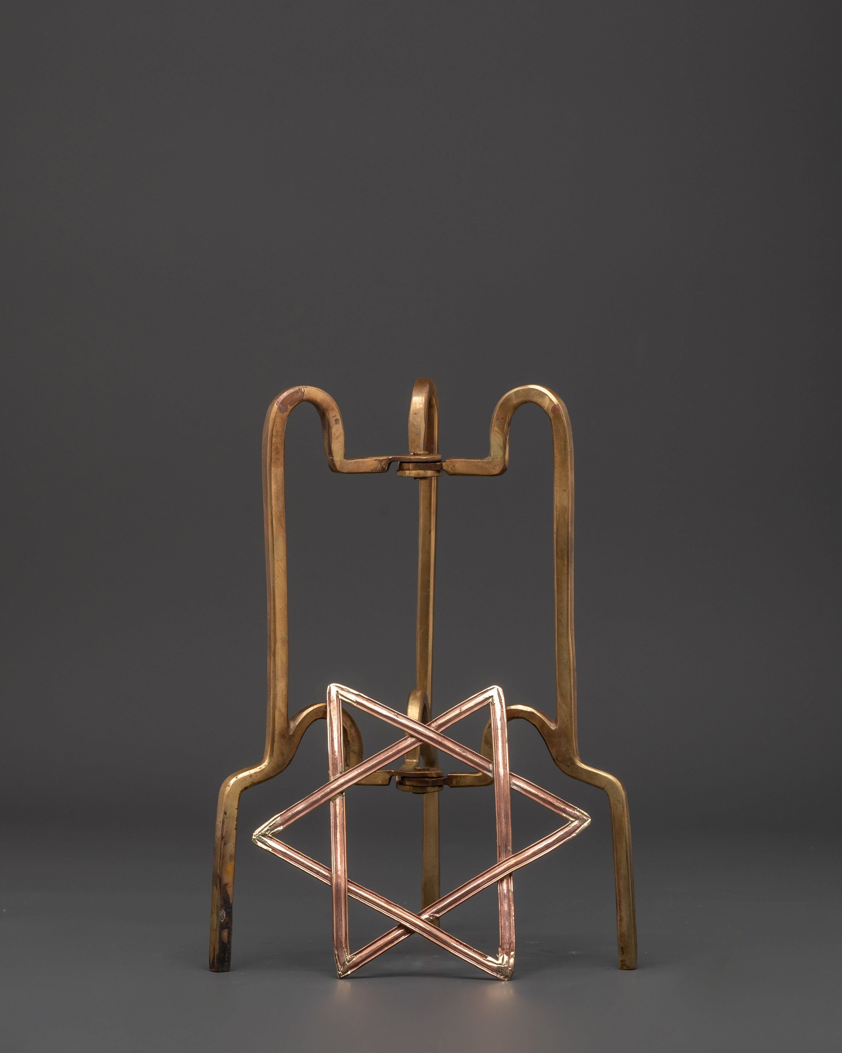 Ritual Kapala Star with Stand | Sacred Copper Artifact