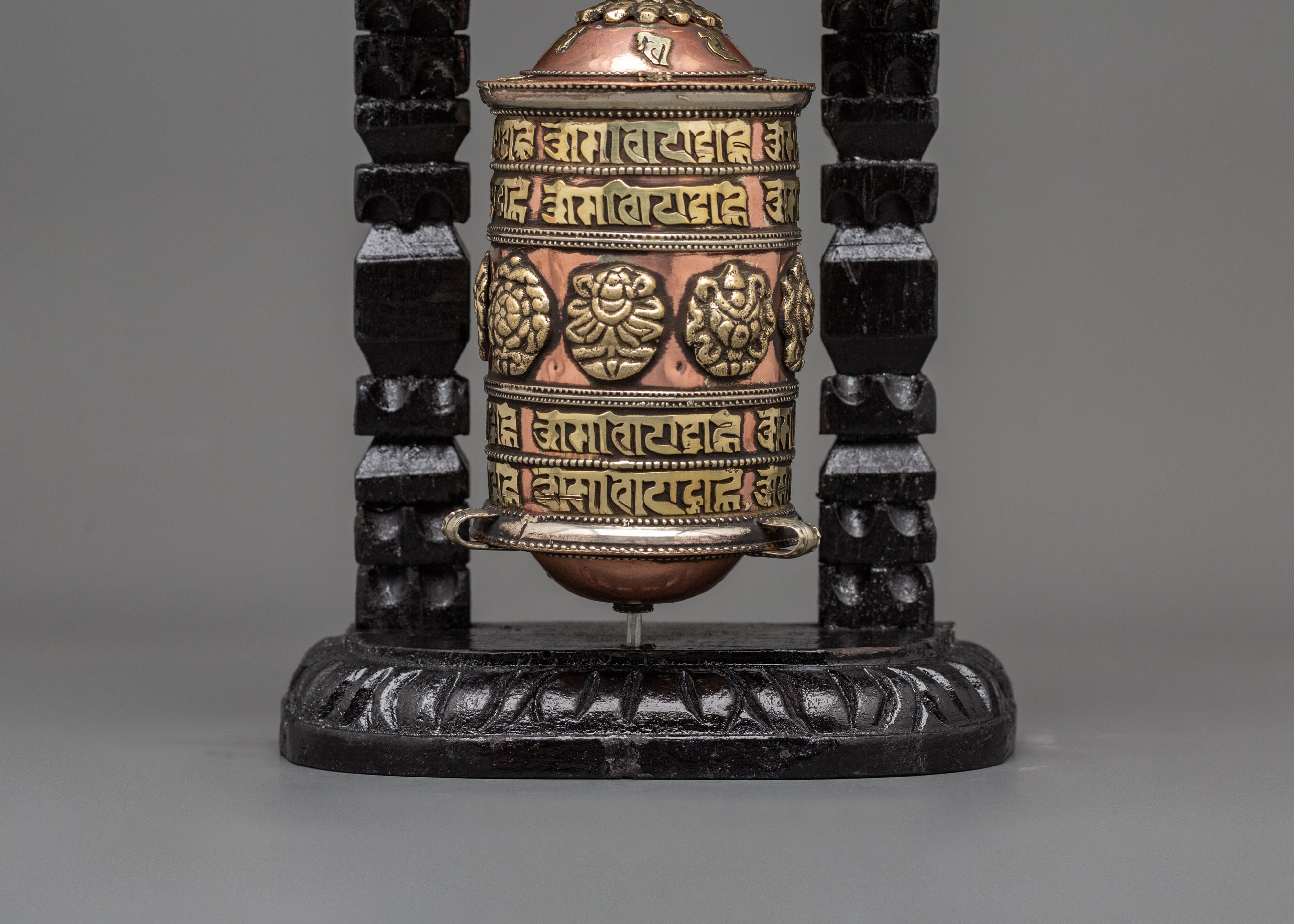 Sacred Tibetan Prayer Wheel | Wood Frame for Ritual Use