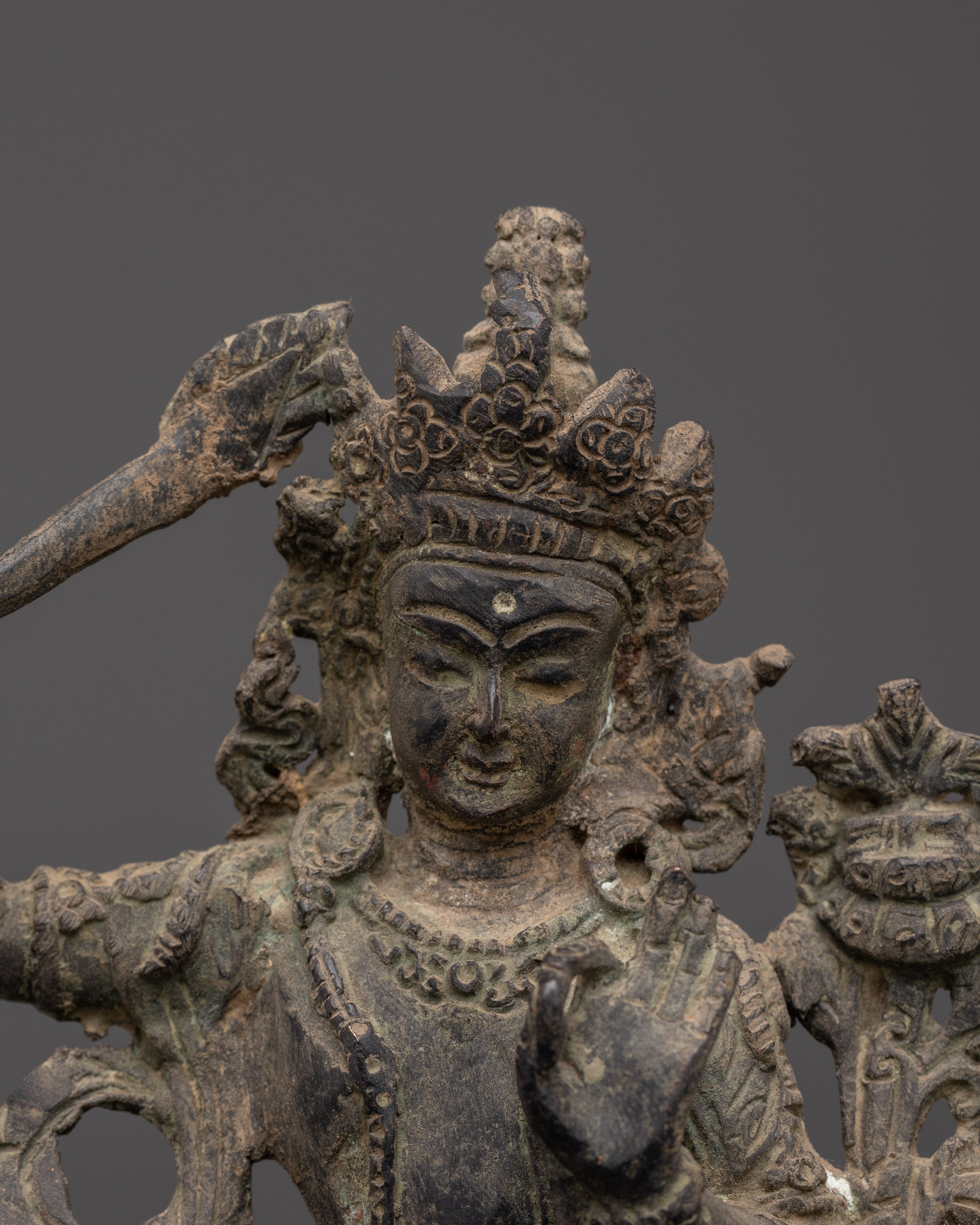 Manjushri Meditation Sculpture | Sword Of Knowledge Clutching Deity Manjushri