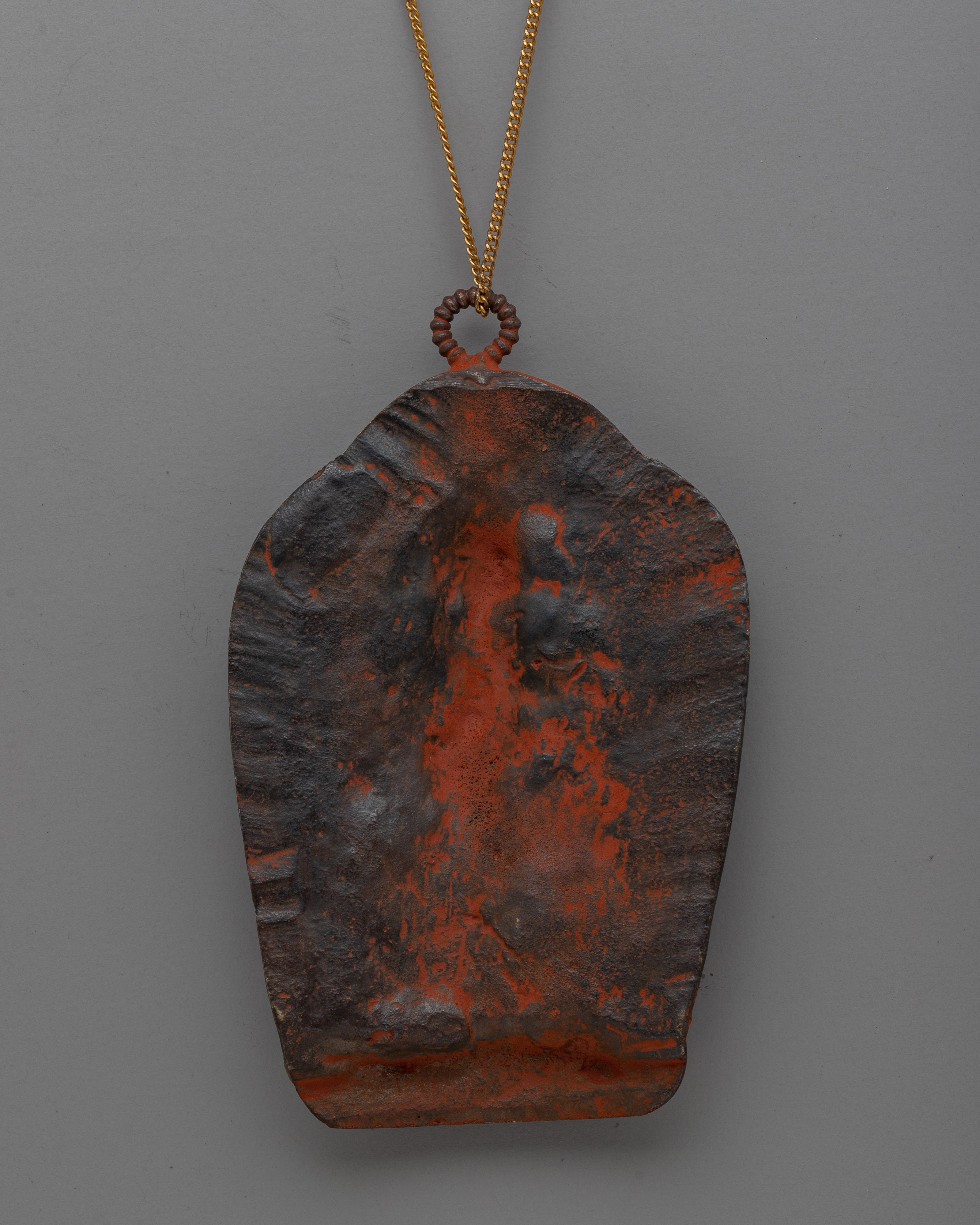 Handcrafted Buddhist Brass Locket with Deity Design | Sacred Jewelry for Spiritual Devotion