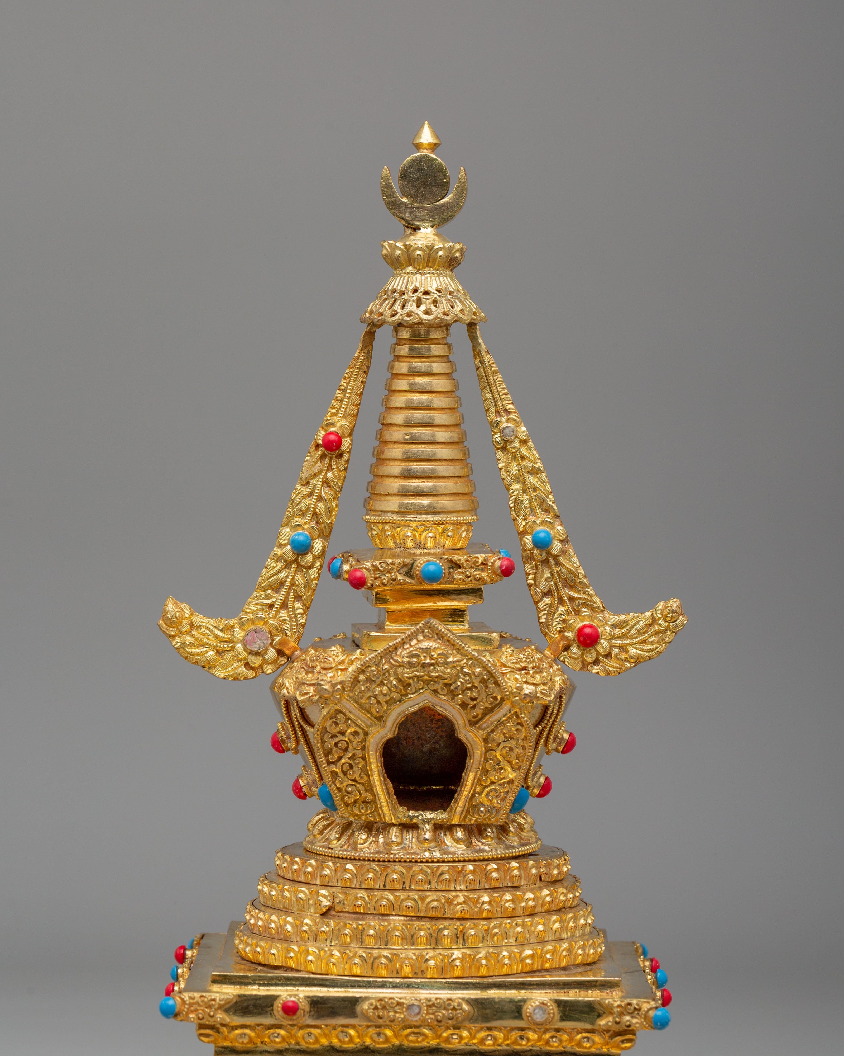 Gold Plated Altar Namgyalma Stupa | Handcrafted Tibetan Buddhist Stupa