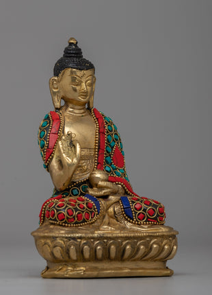Handcrafted Brass Amoghasiddhi Buddha Statue | Spiritual Home Decor