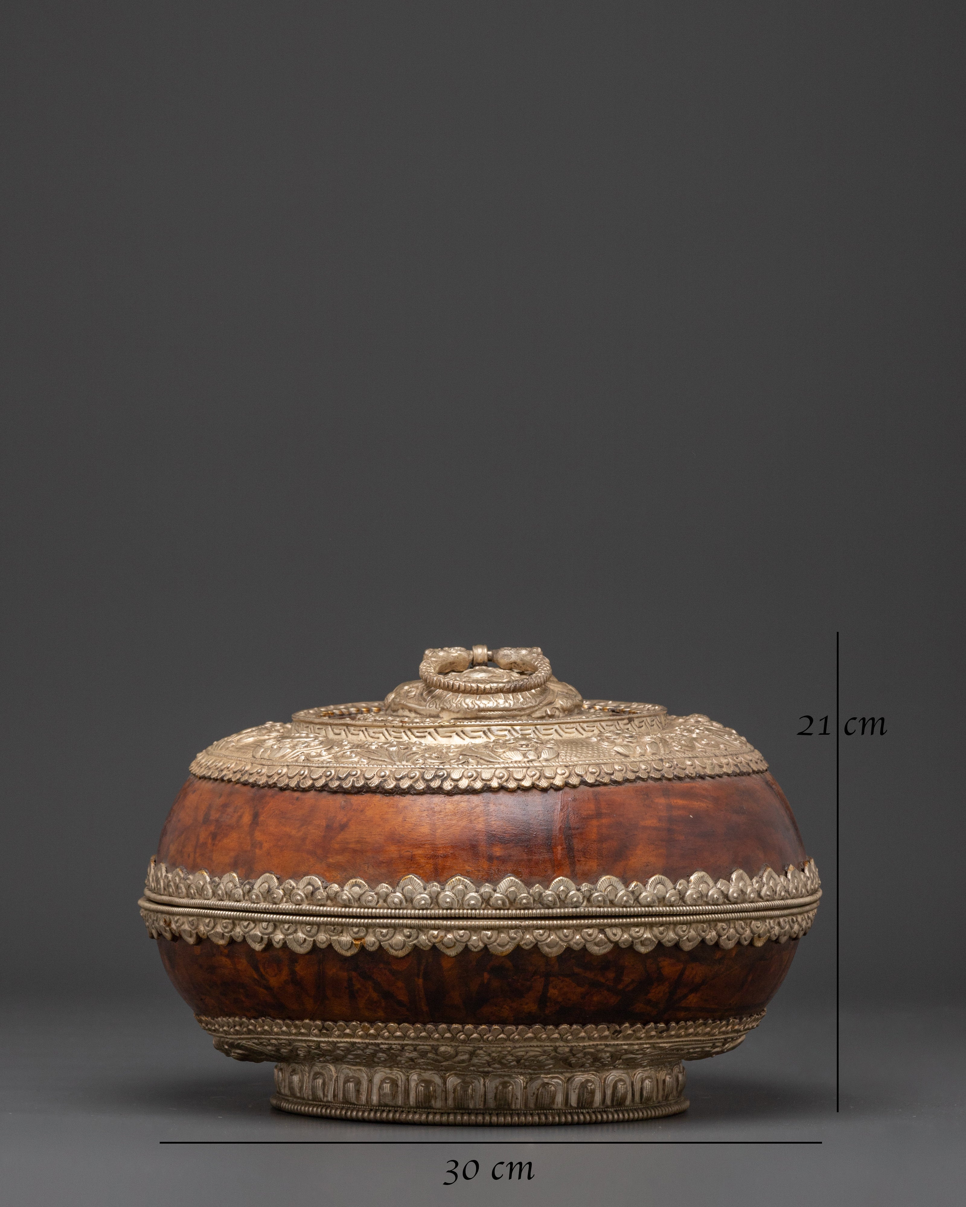 Authentic Buddhist Wood Rice Pot | Ritual Offering