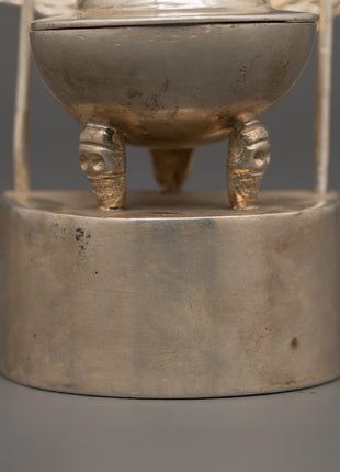 Silver Plated Brass Kapala Skull Cup | Sacred Tantric Tool for Buddhist Rituals