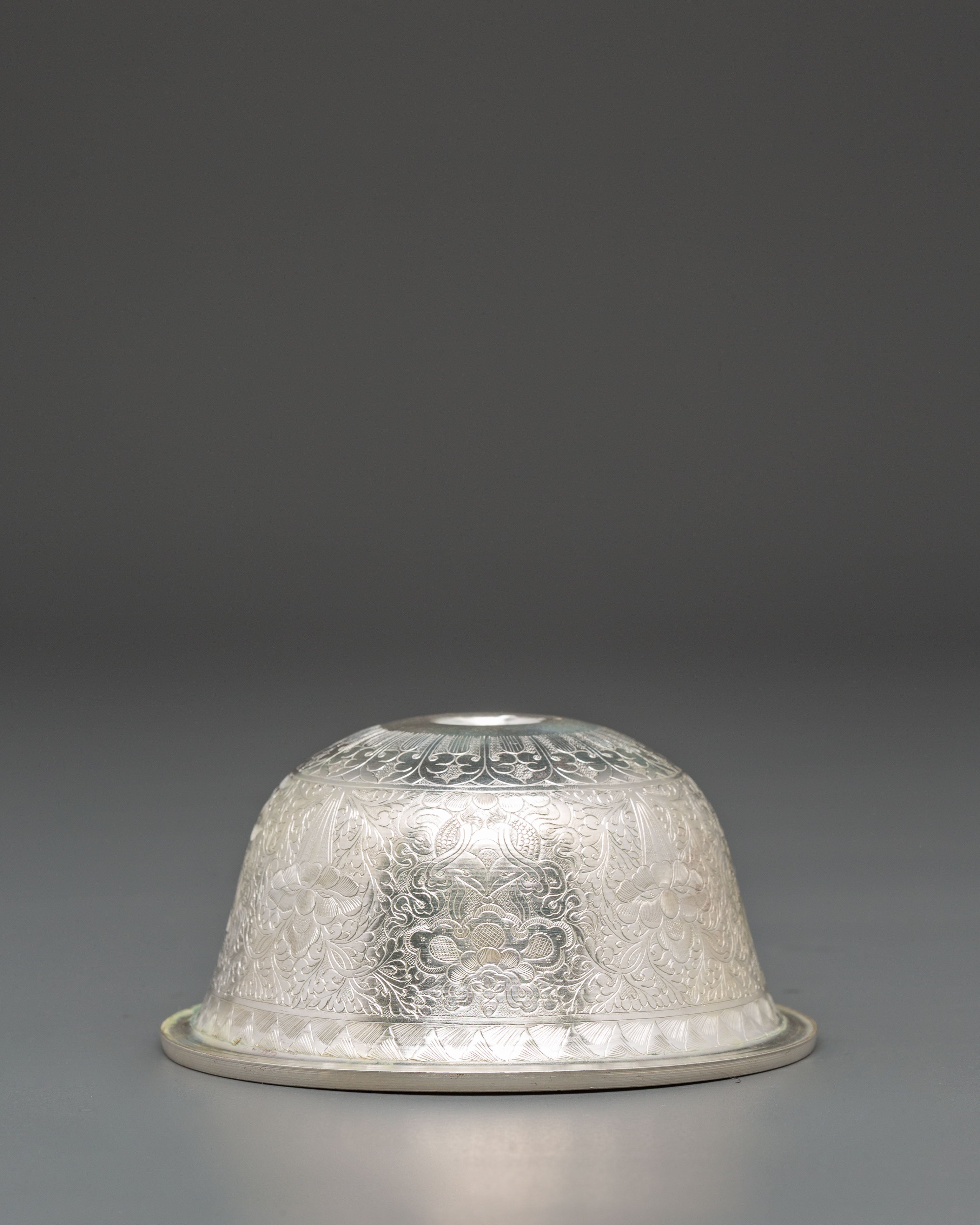 Copper Ritual Offering Bowl Set | Silver Plated Buddhist Altar Bowl