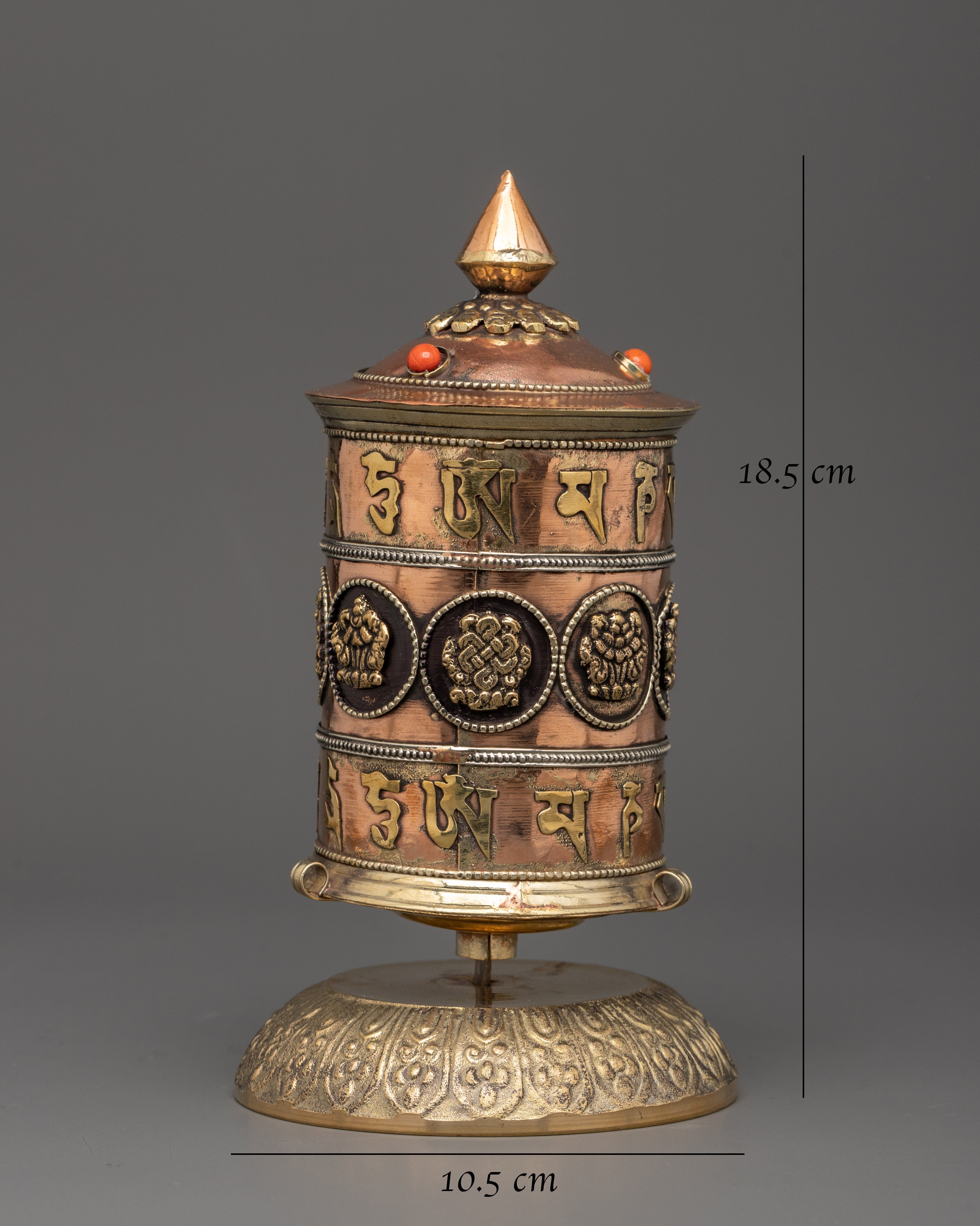 Traditional Tibetan Mantra Prayer Wheel | Brass and Copper Buddhist Art