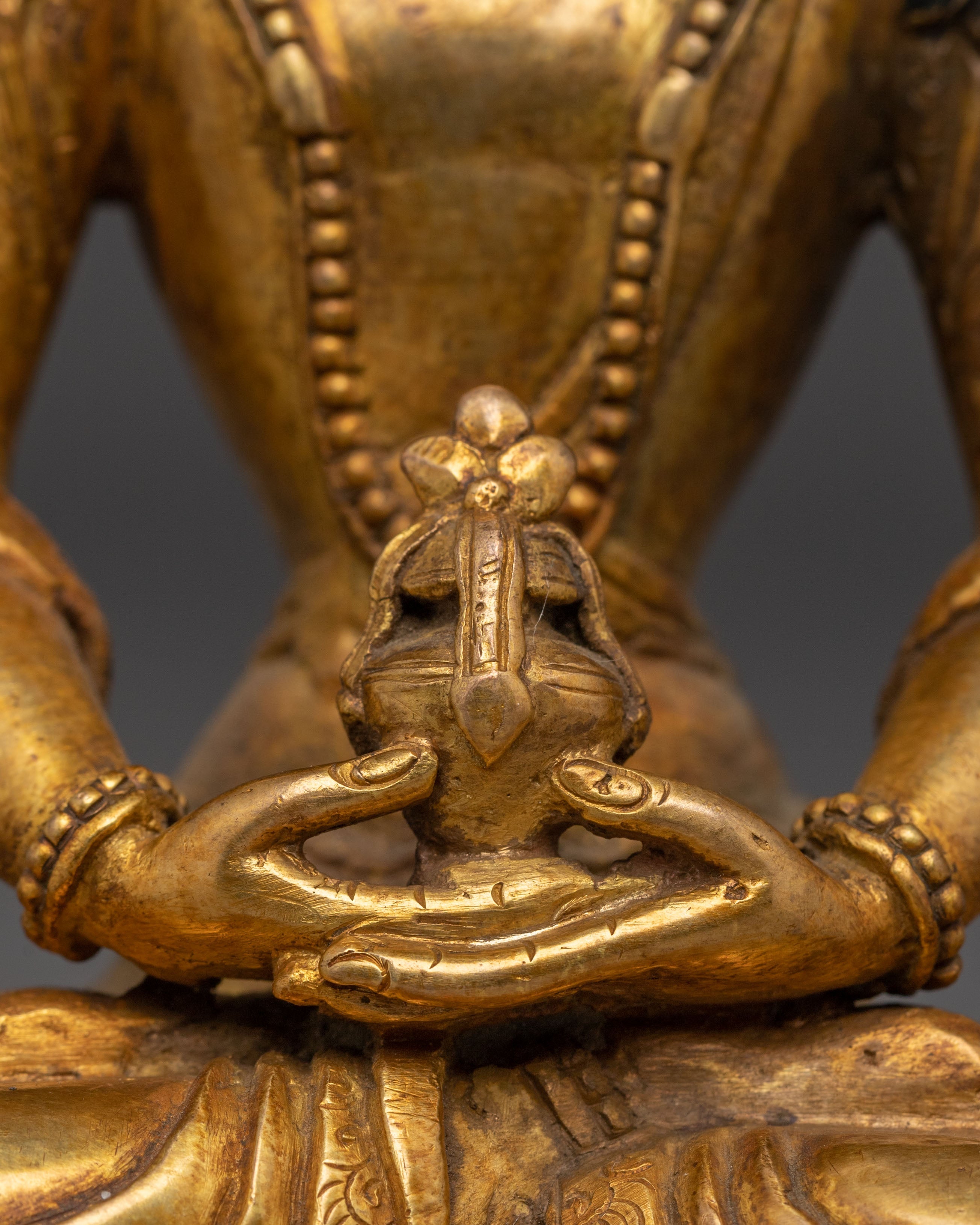 Handmade Amitayus Statue with Antique Finish | Meditation Idol