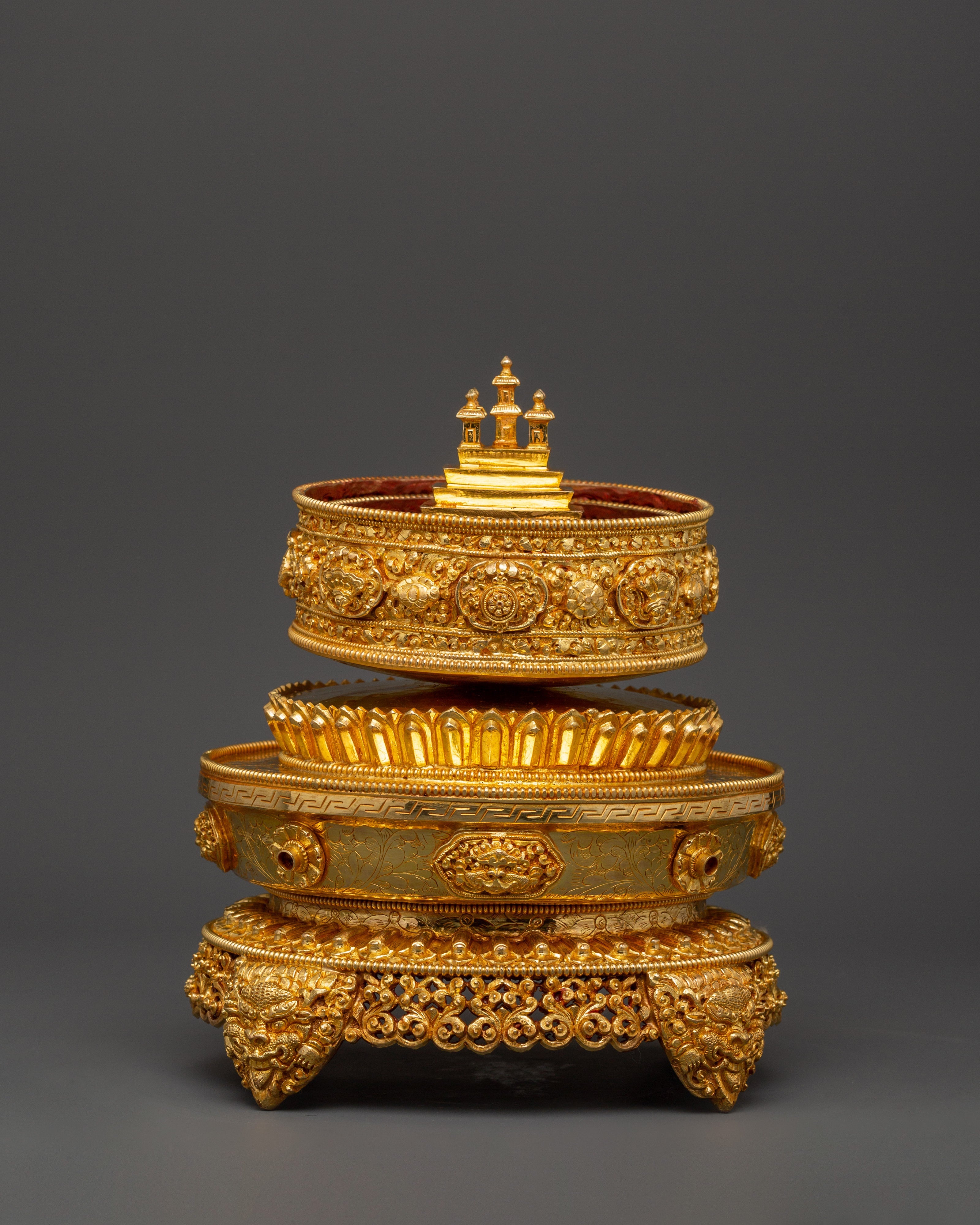 Sacred Mandala Copper Ritual Item | Gold-Plated Meditation Tool