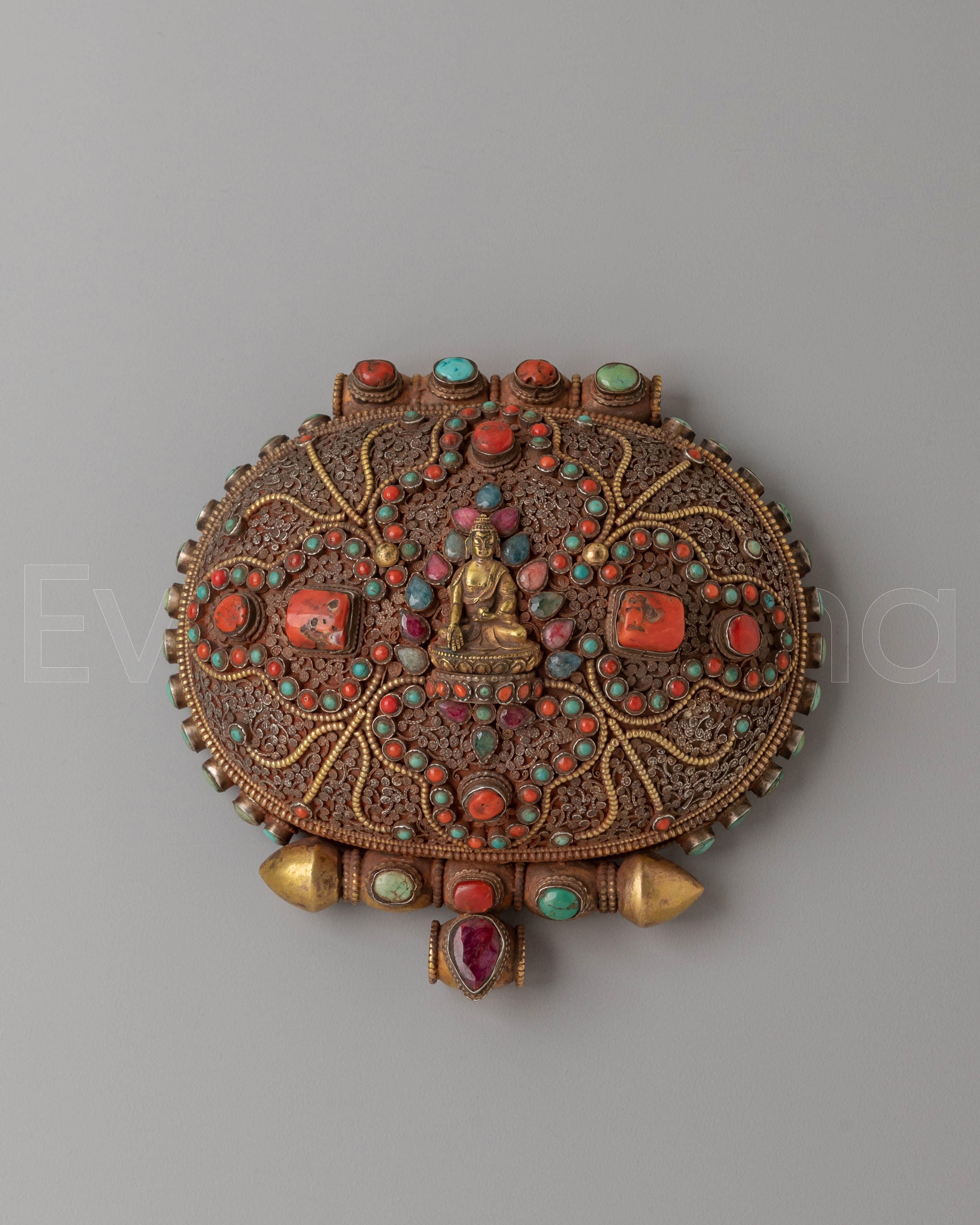 Handcrafted Ratnasambhava Ghau Box | Unique Spiritual Ghau Box