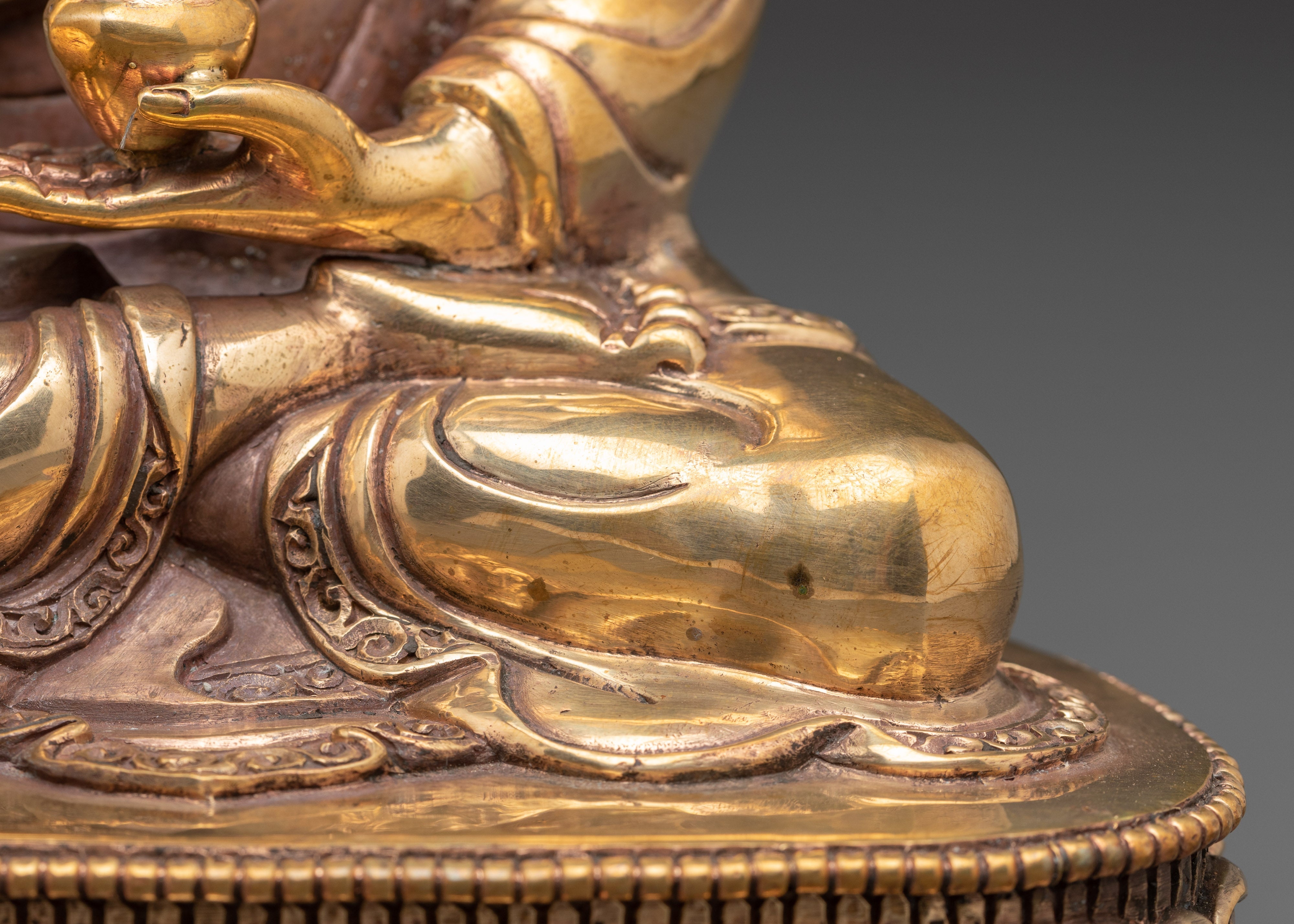 Traditional Shakyamuni Buddha Figurine | Gold Plated Copper Meditation Statue