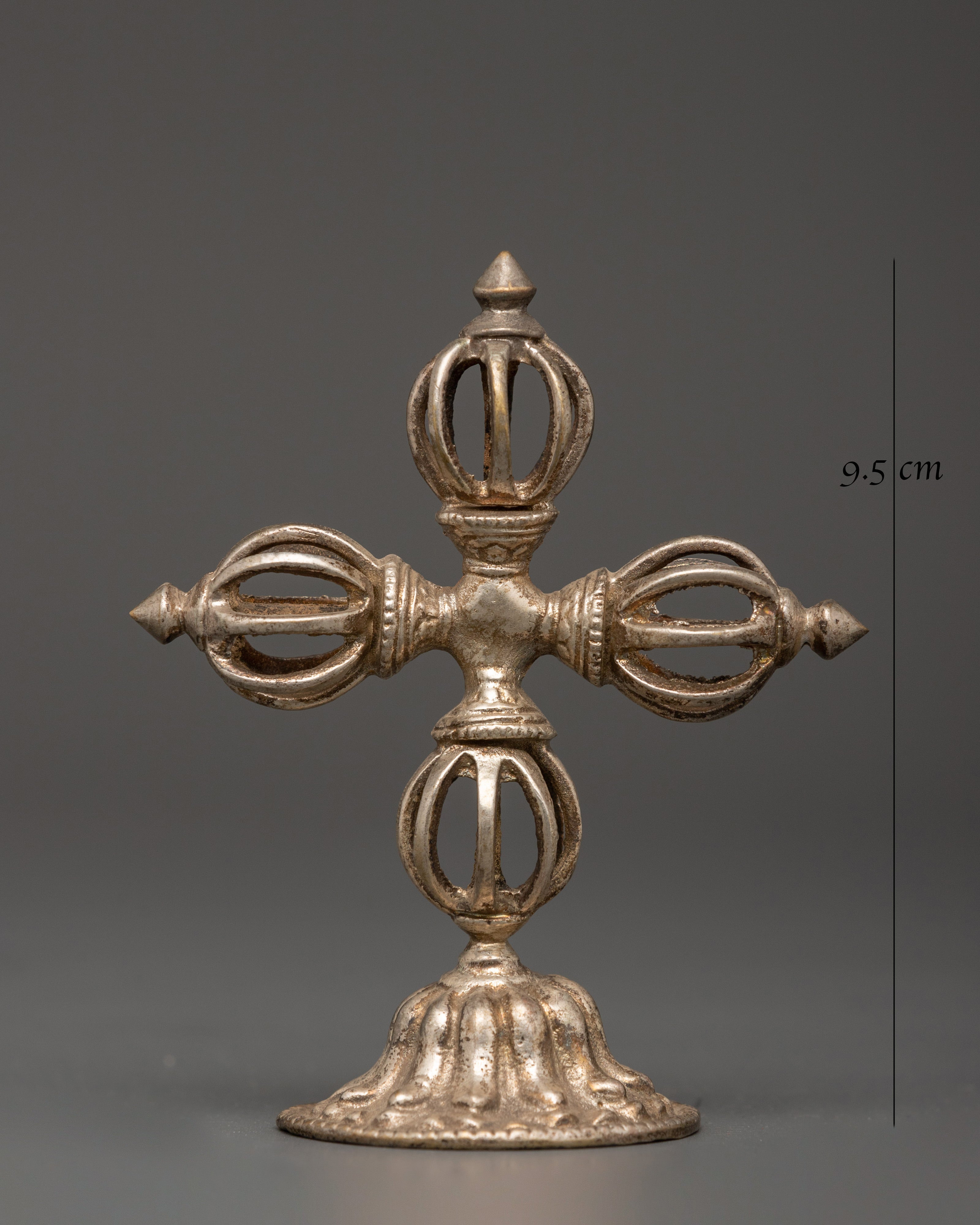Bishwo Vajra with Stand | Copper Silver Plated Buddhist Ritual Tool