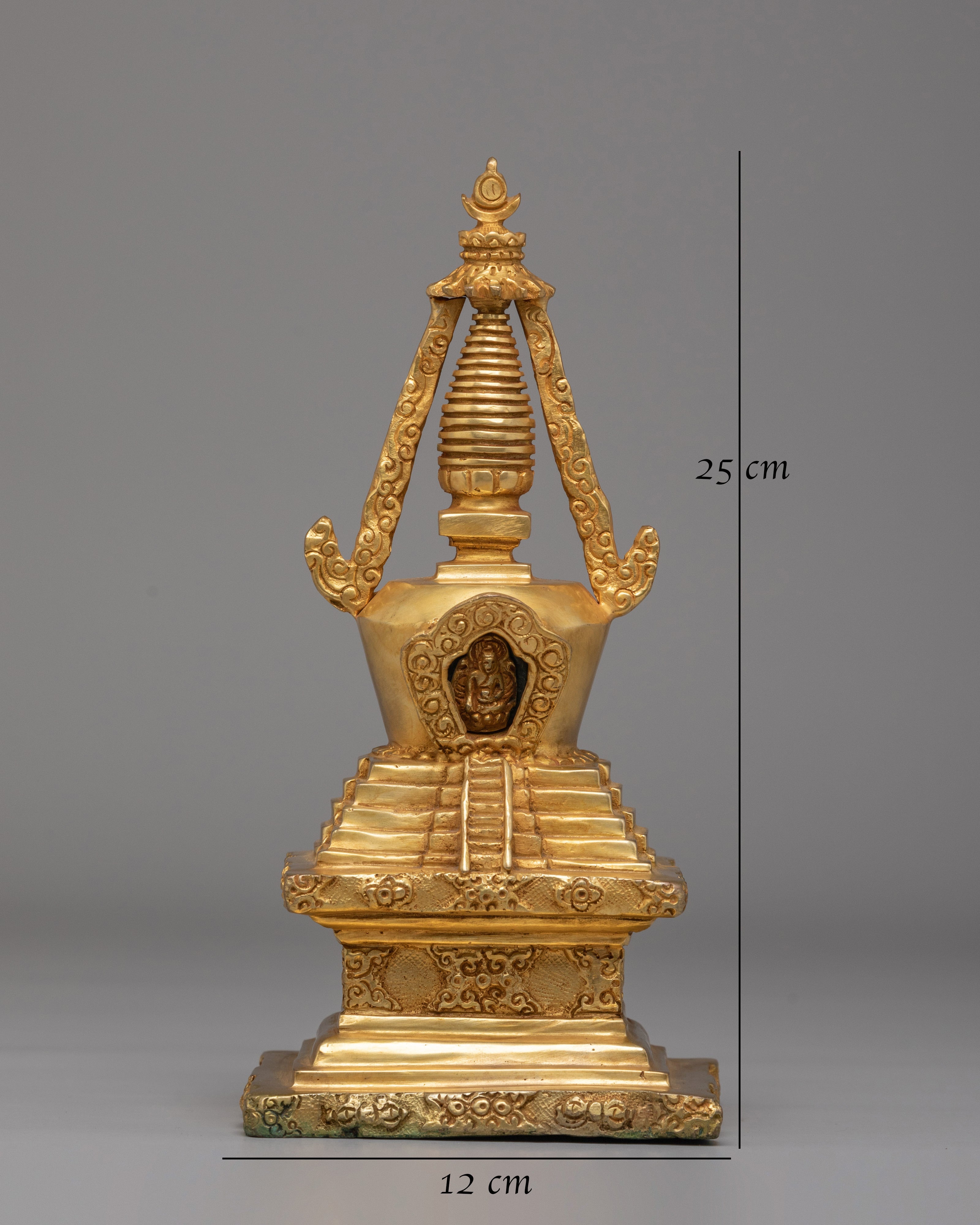 Handcrafted Stupa of Wisdom and Compassion | Tibetan Spiritual Shrine