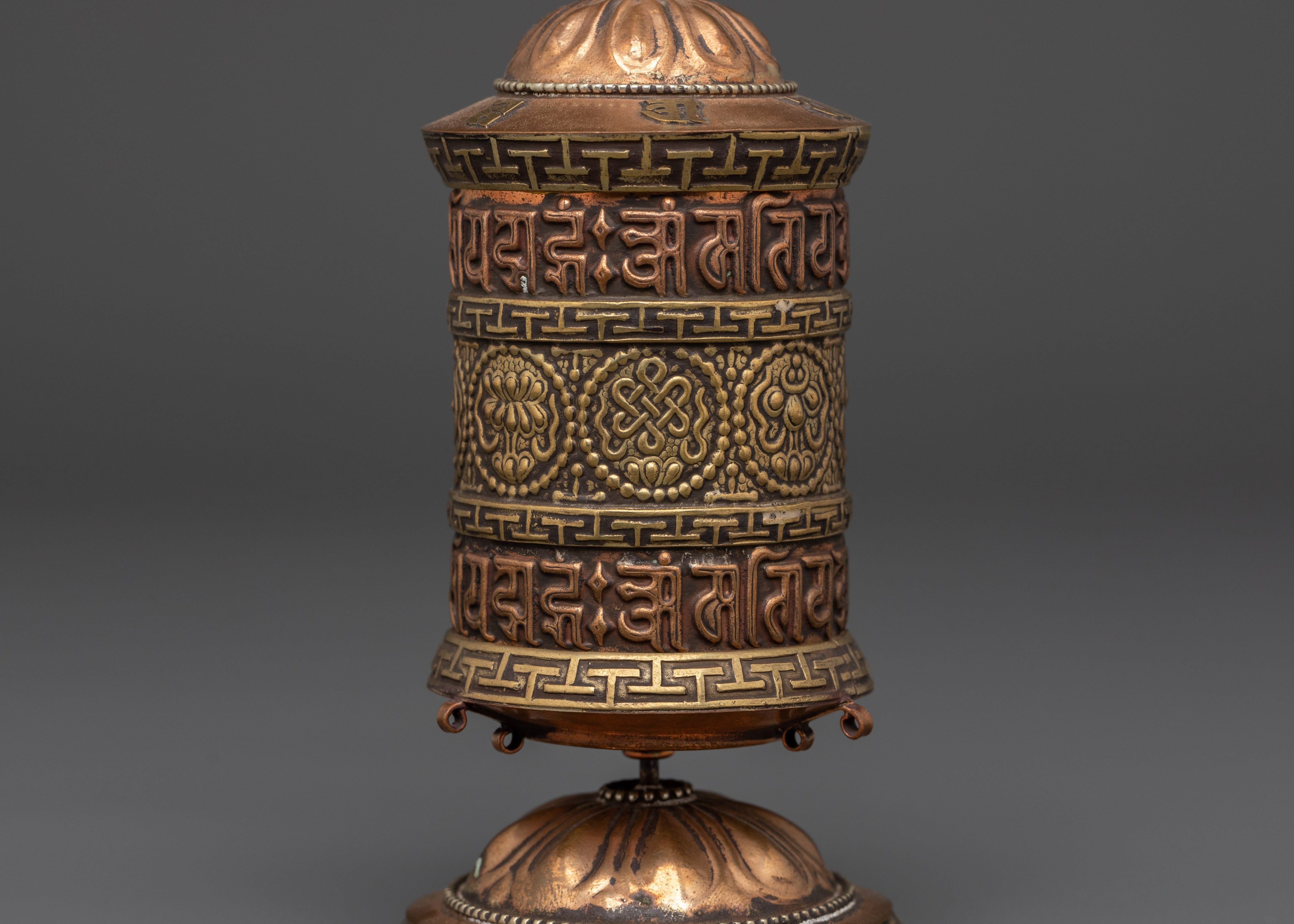 Sacred Ritual Mantra Prayer Wheel | Handmade Brass Copper Buddhist Wheel