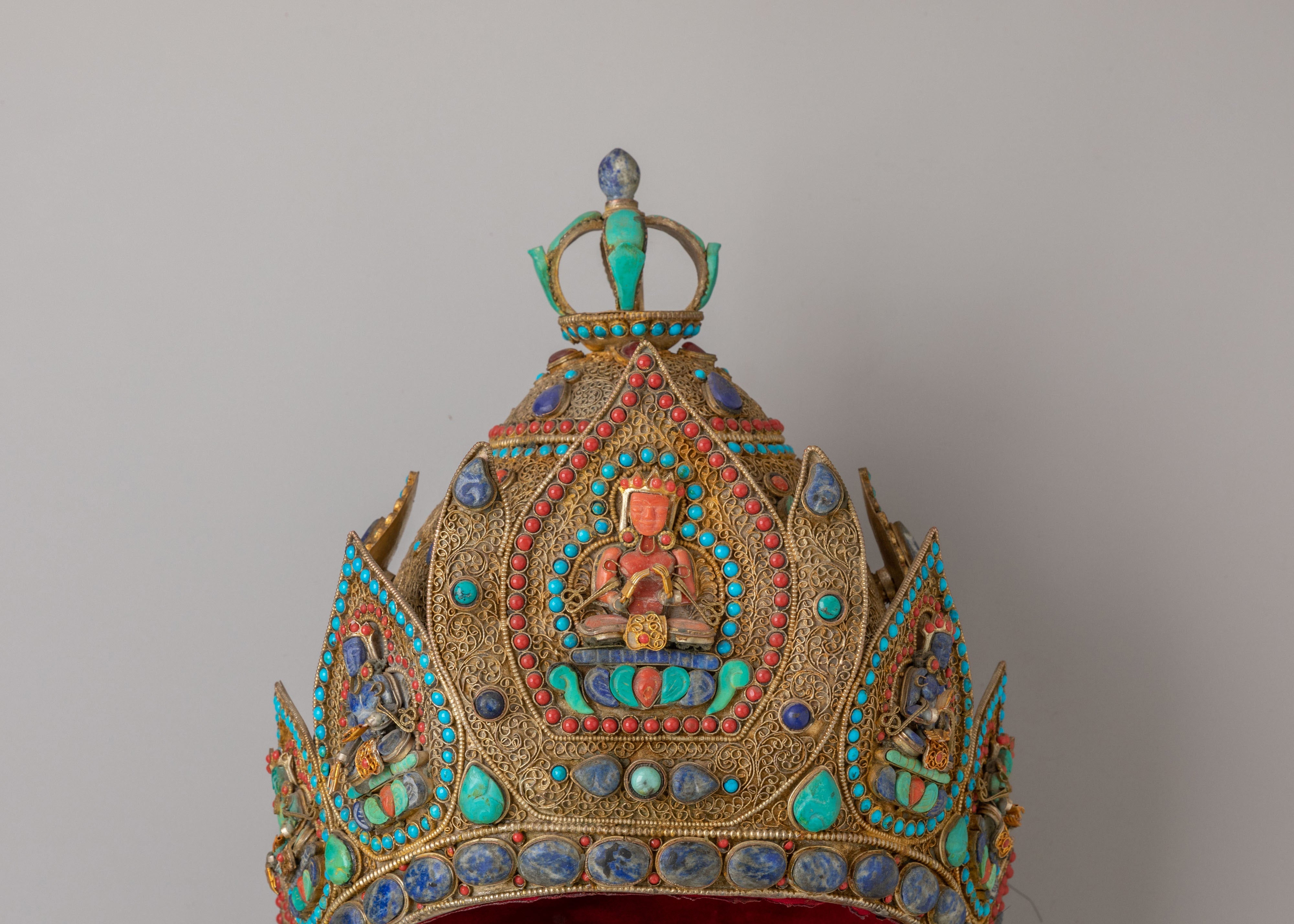 Himalayan Ceremonial Crown | Tibetan Ritual Headpiece for Monks and Spiritual Leaders