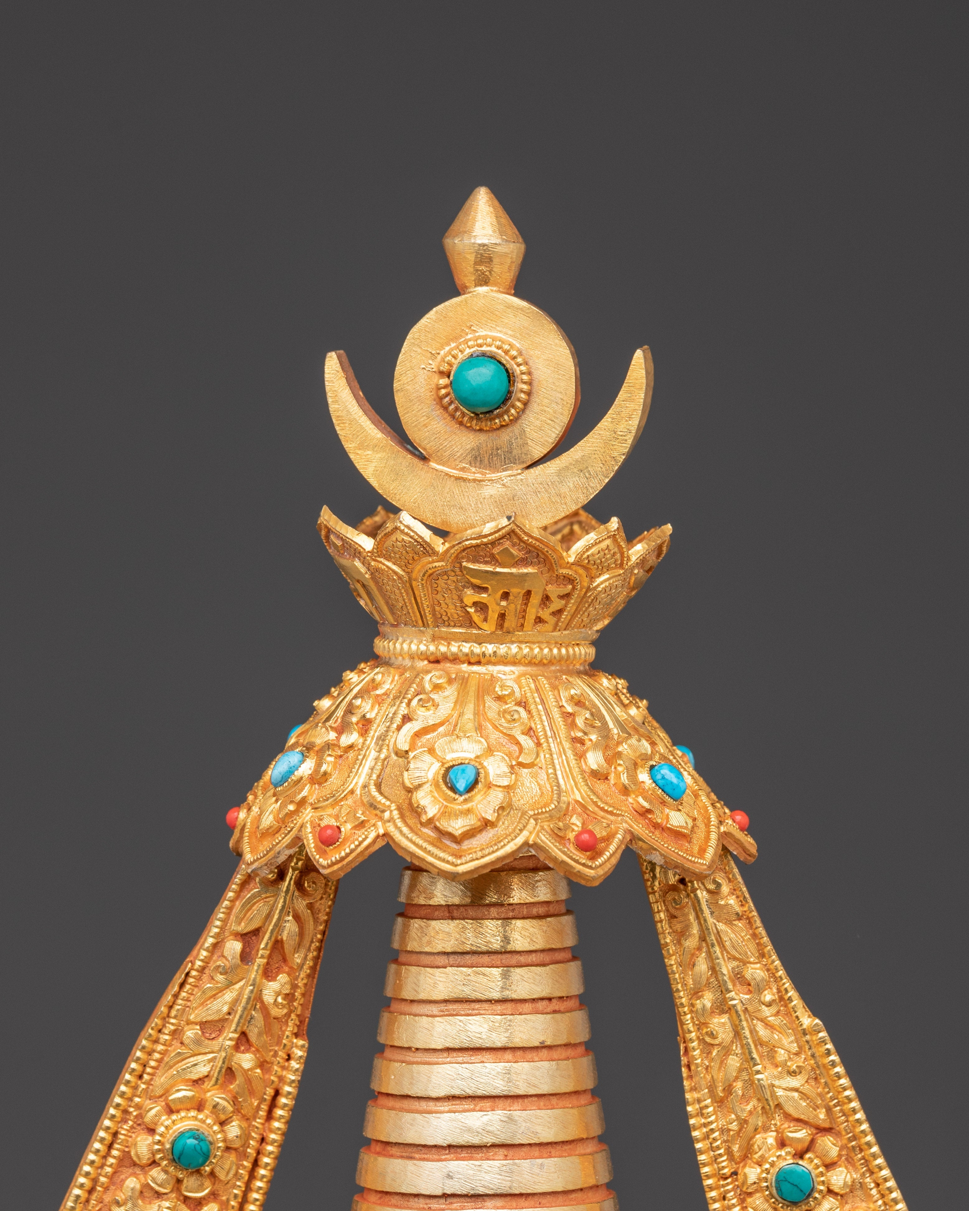 Gold Plated Buddhist Shrine Stupa | Sacred Spiritual Monument for Meditation