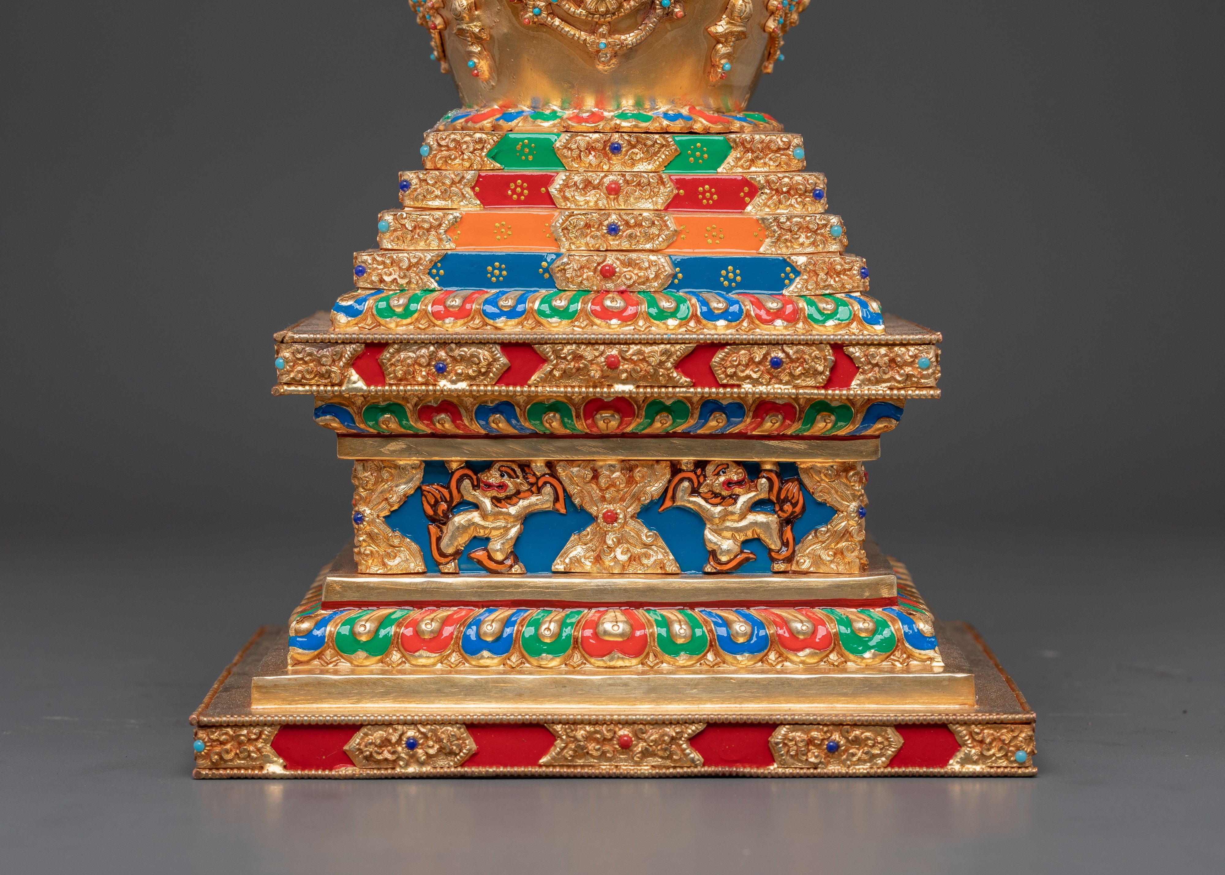 Himalayan Buddhist Copper Stupa | Sacred Shrine Decor