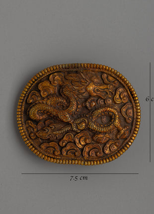 Elegant gold-plated dragon belt buckle handcrafted from copper | Sacred Accessory for Rituals and Decor
