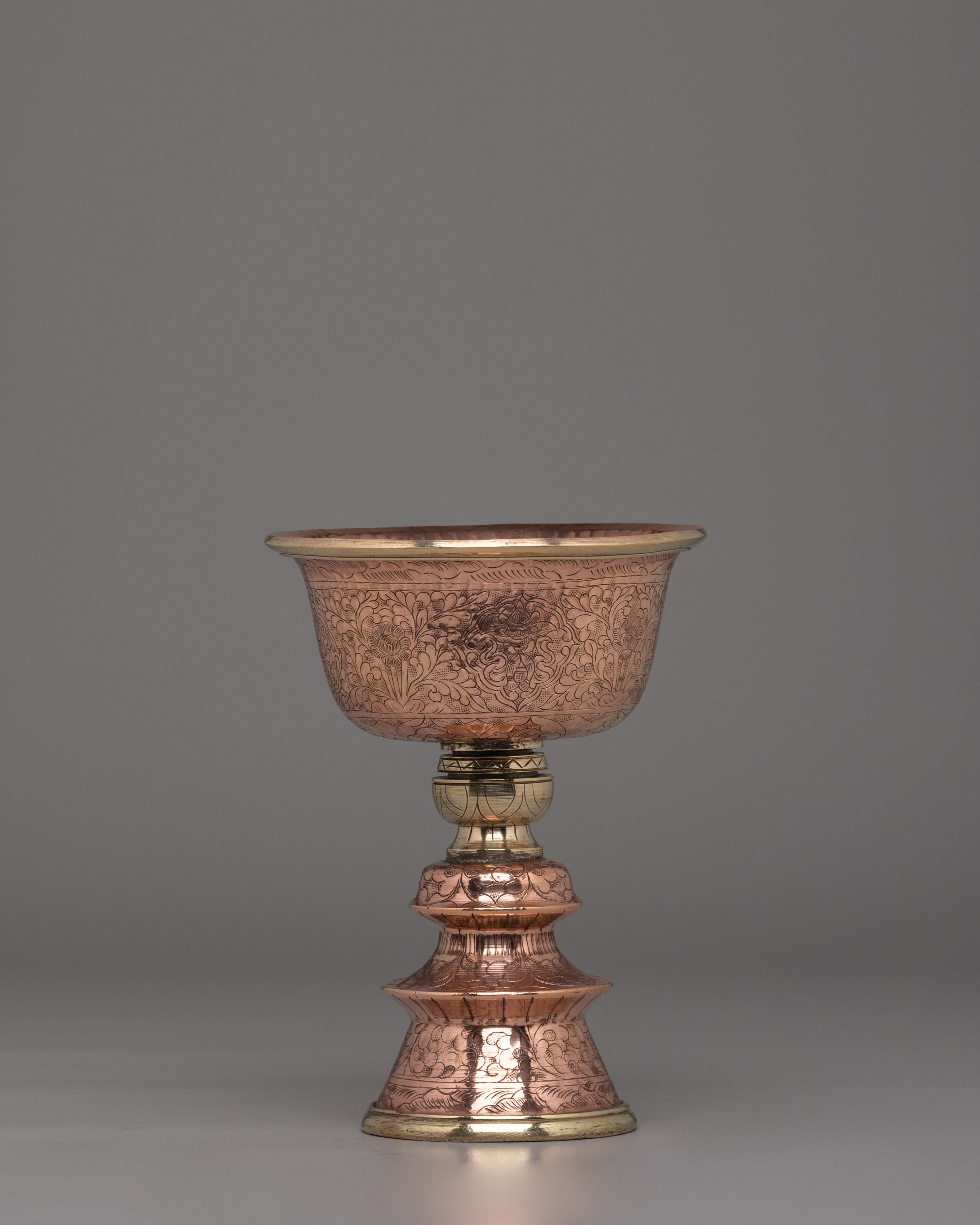 Sacred Butter Lamp Set for Meditation | Handcrafted Copper and Brass Ritual Lamps