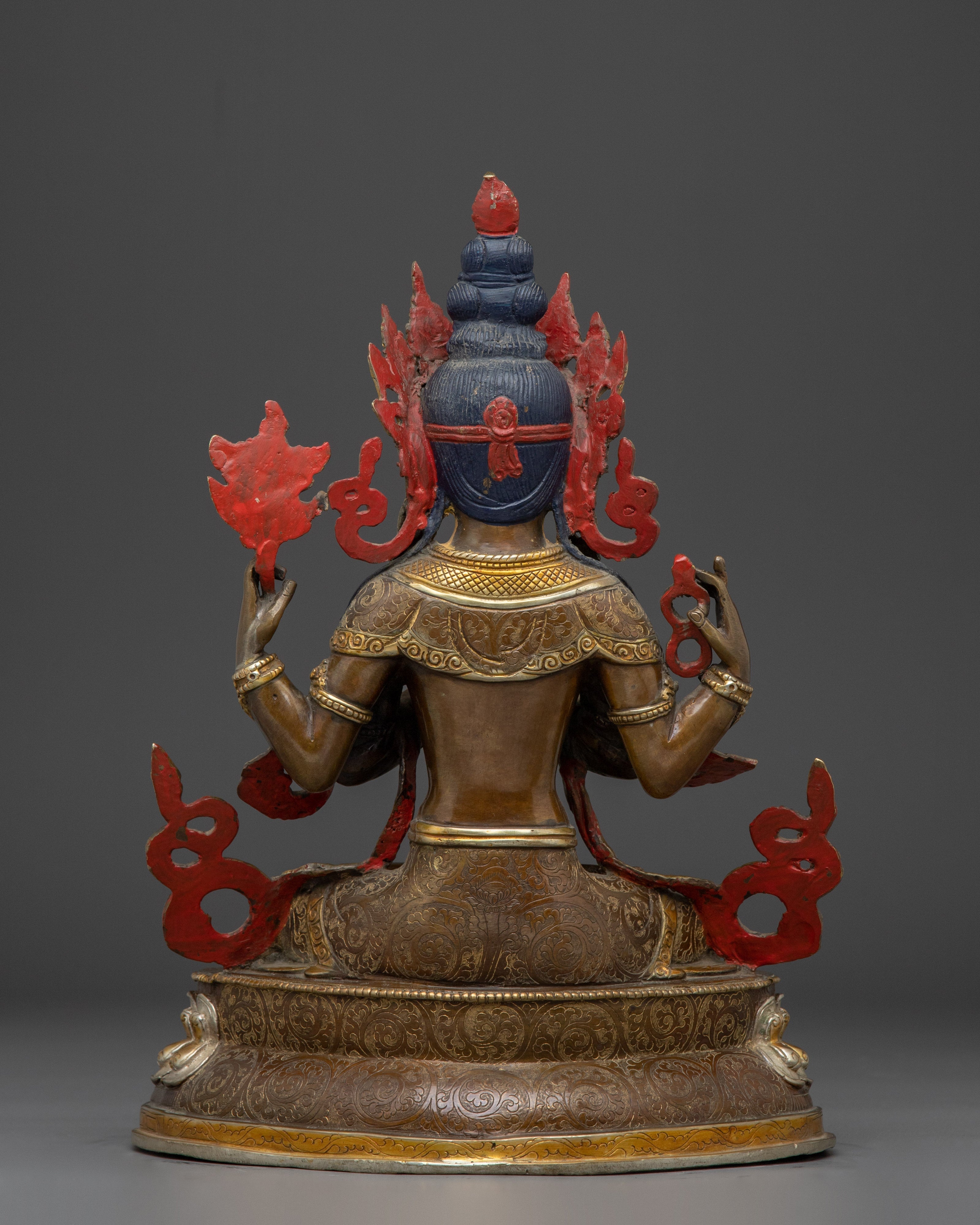 Copper Chenrezig Bodhisattva statue |  Embodying Compassion and Wisdom