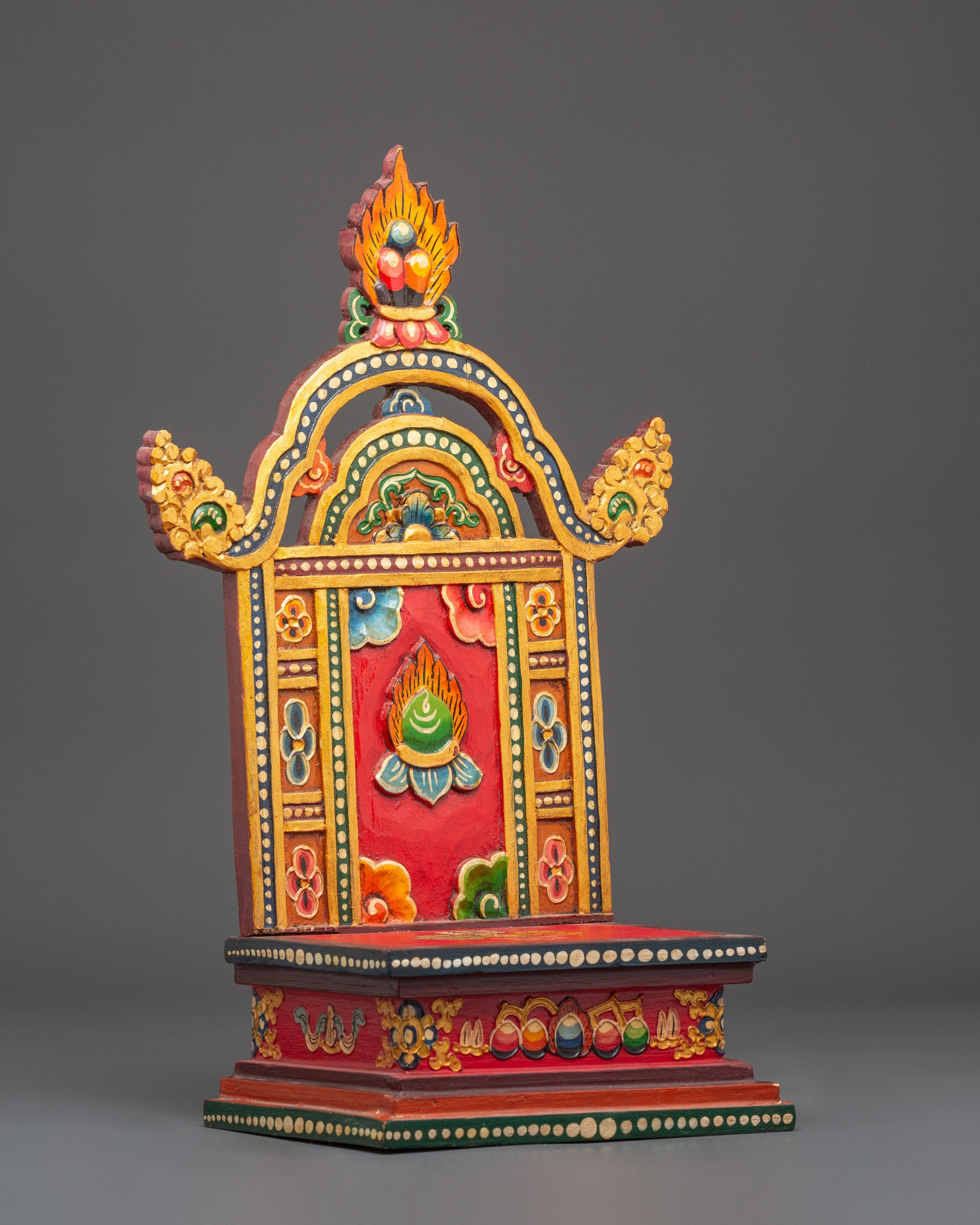 Handcrafted Wooden Throne for Statue | Tibetan Buddhist Altar Seat