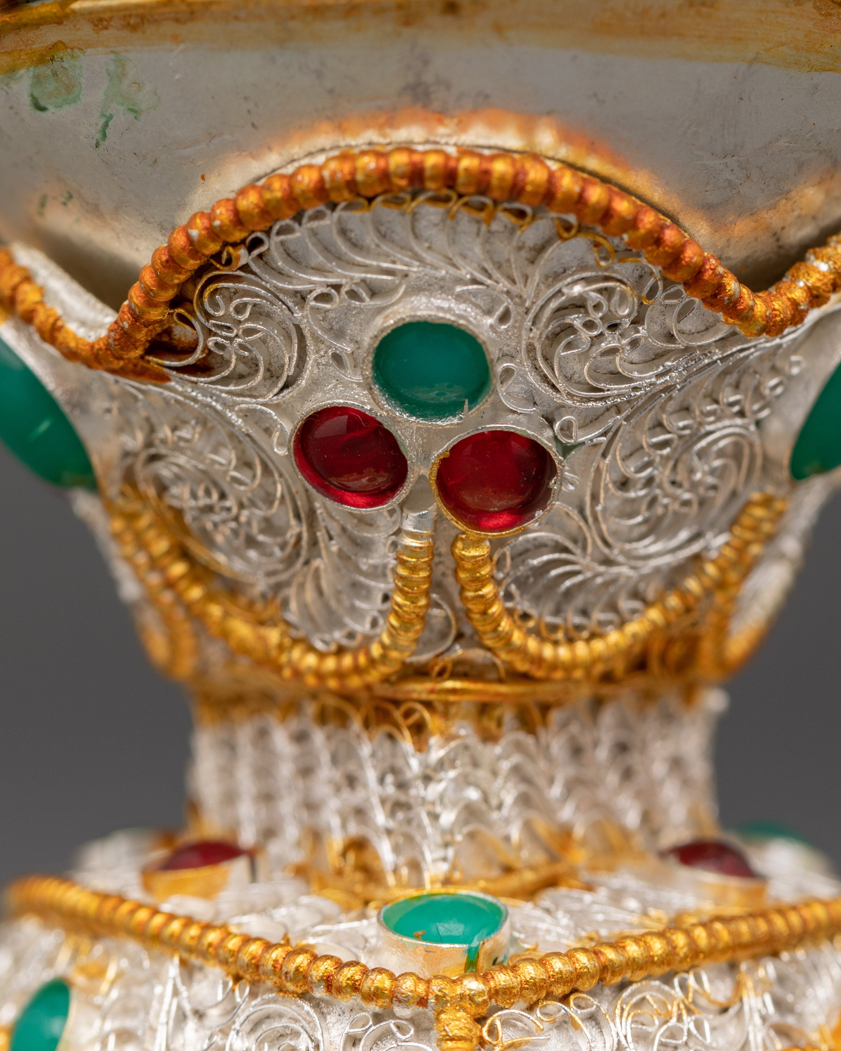 Silver and Gold Plated Kapala Set | Tibetan Ritual Tool for Altar