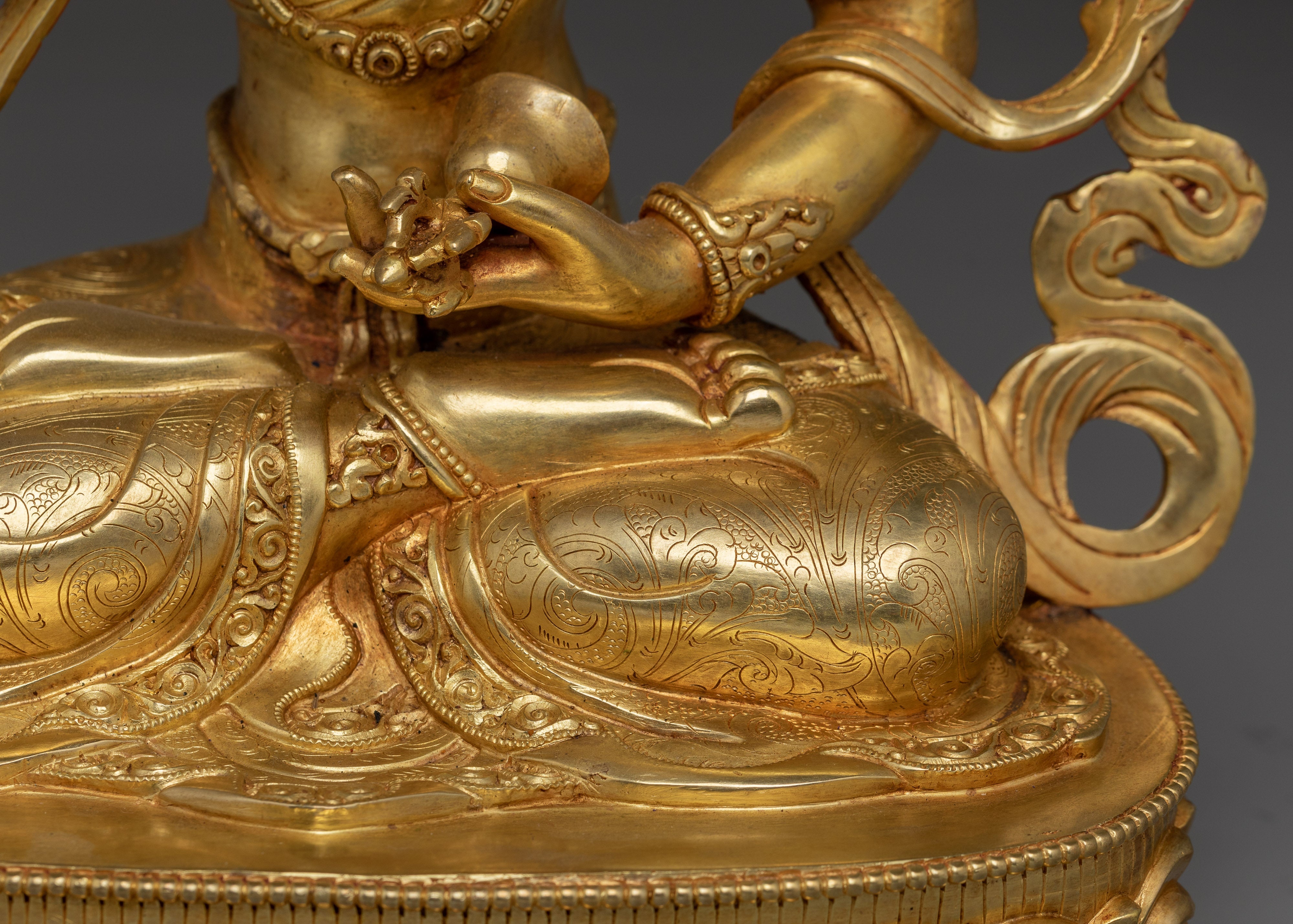 Handcrafted 24K Gold Gilded Vajrasattva Buddhist Sculpture For Meditation