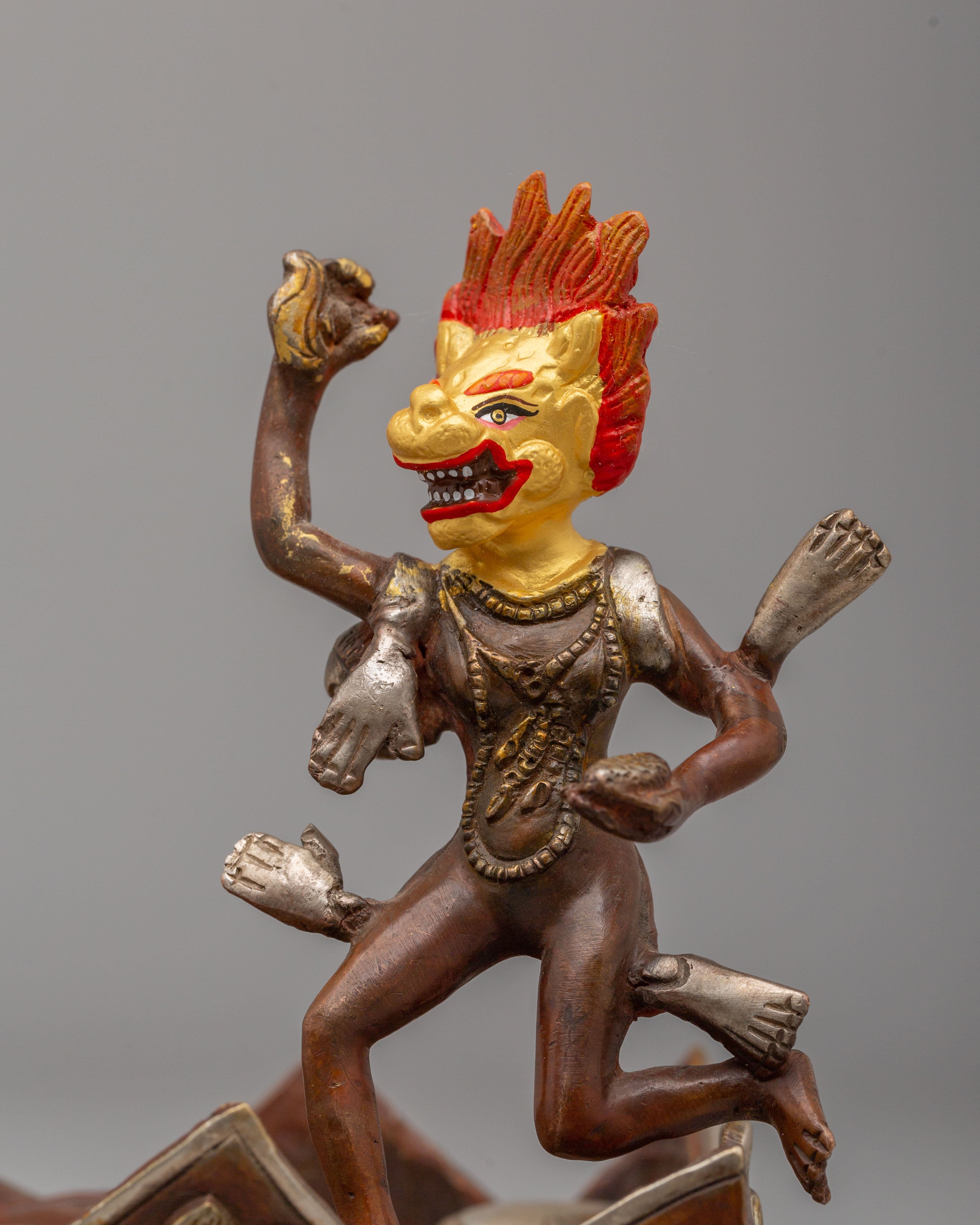 Palden Lhamo Wrathful Deity Statue | 24K Gold Plated Tibetan Protector Sculpture