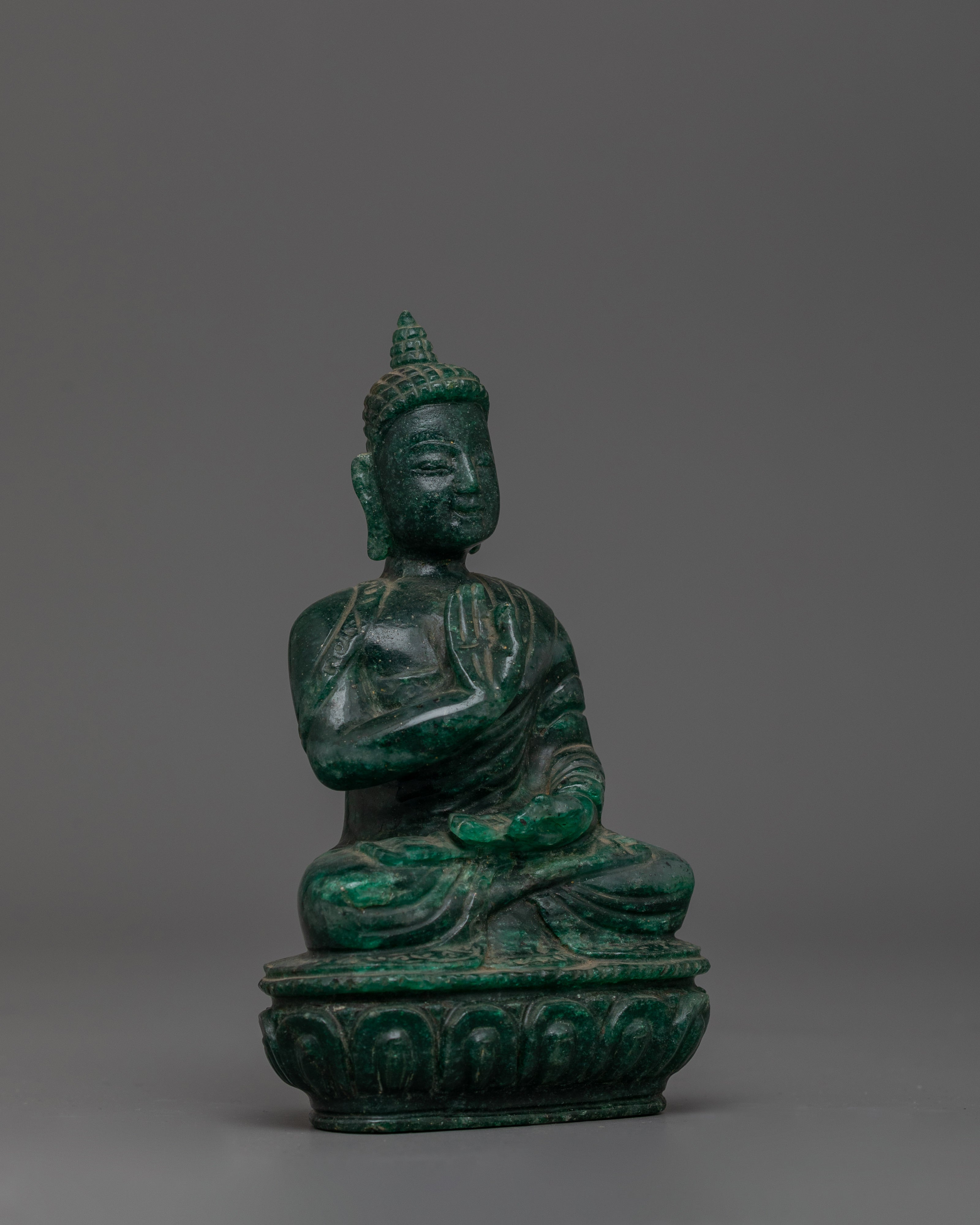 Hand-Carved Nephrite Stone Amoghasiddhi Buddha Statue | Perfect for meditation