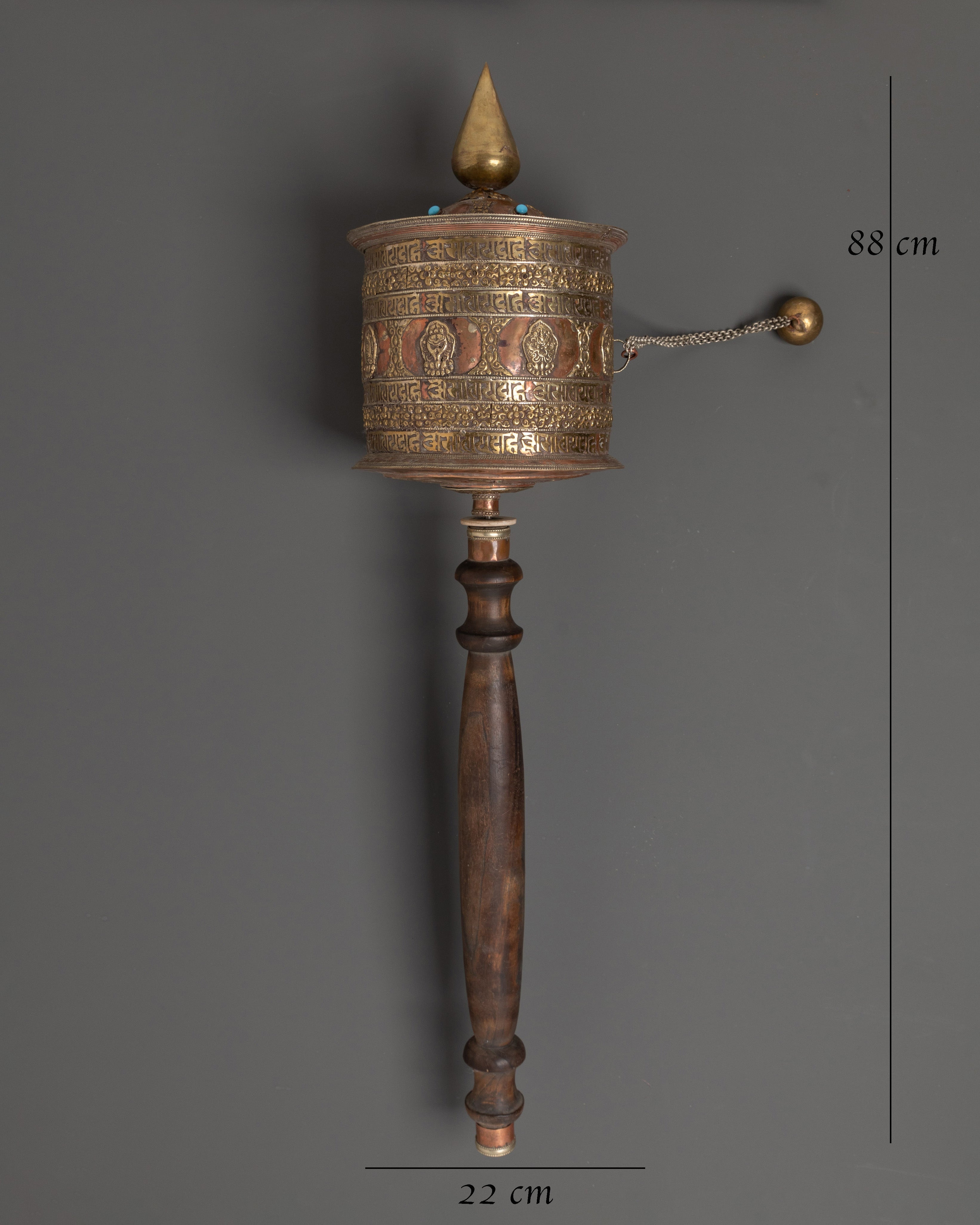 Handcrafted Tibetan Mantra Prayer Wheel | Filigree Copper & Brass Wheel