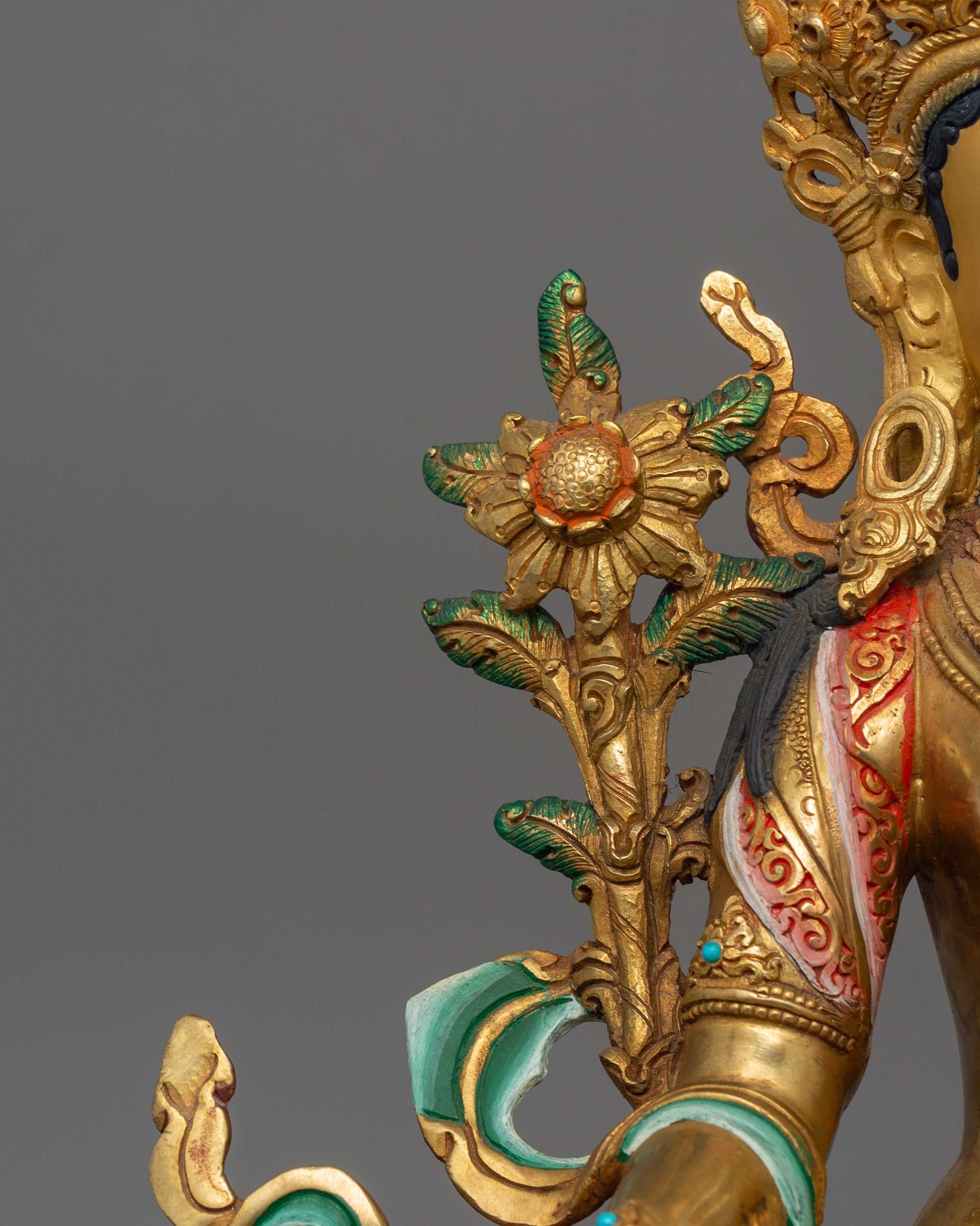 Golden Goddess White Tara Statue | Seven Eyes Deity