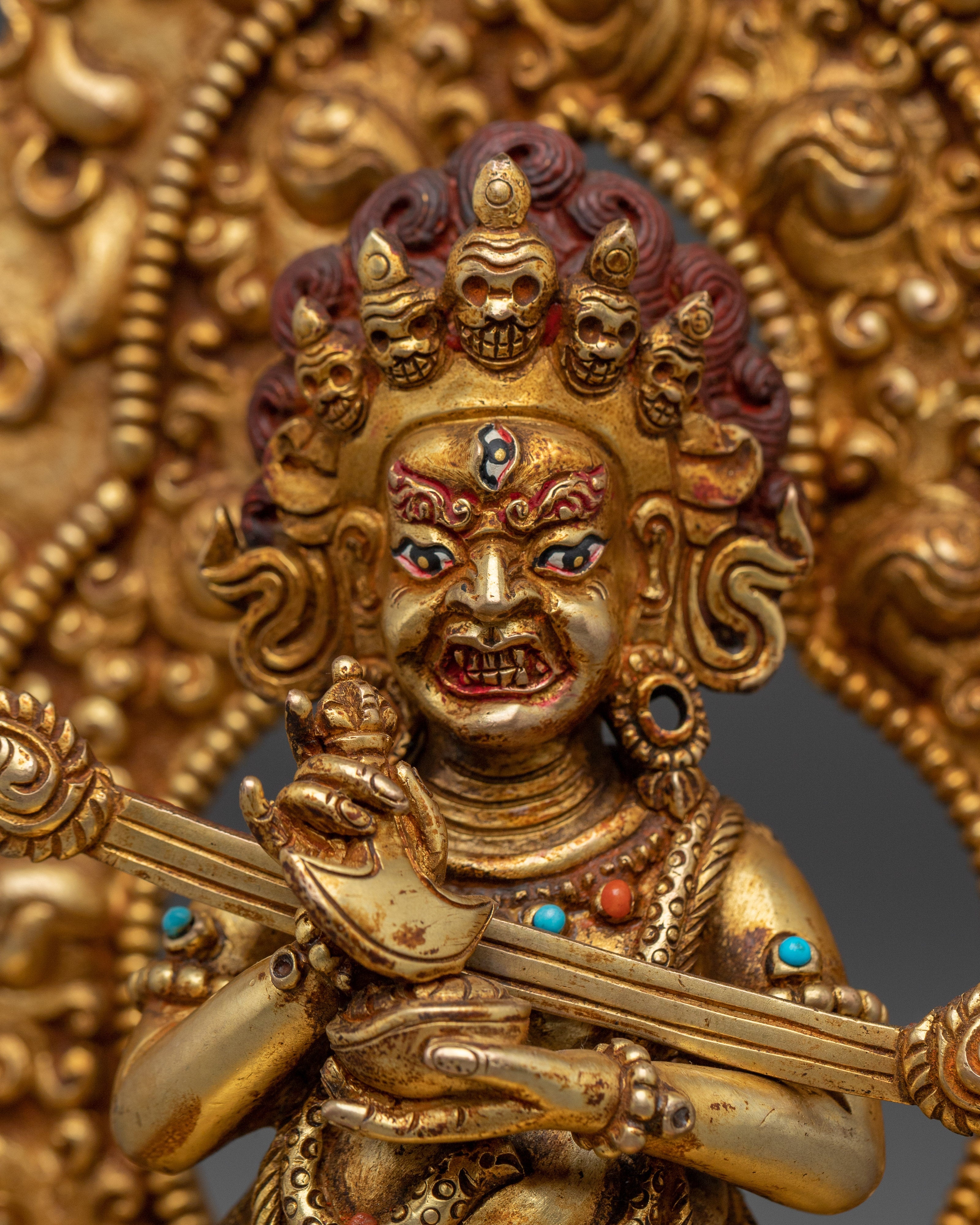 Golden Sakya Mahakala Statue | Guardian of the Dharma