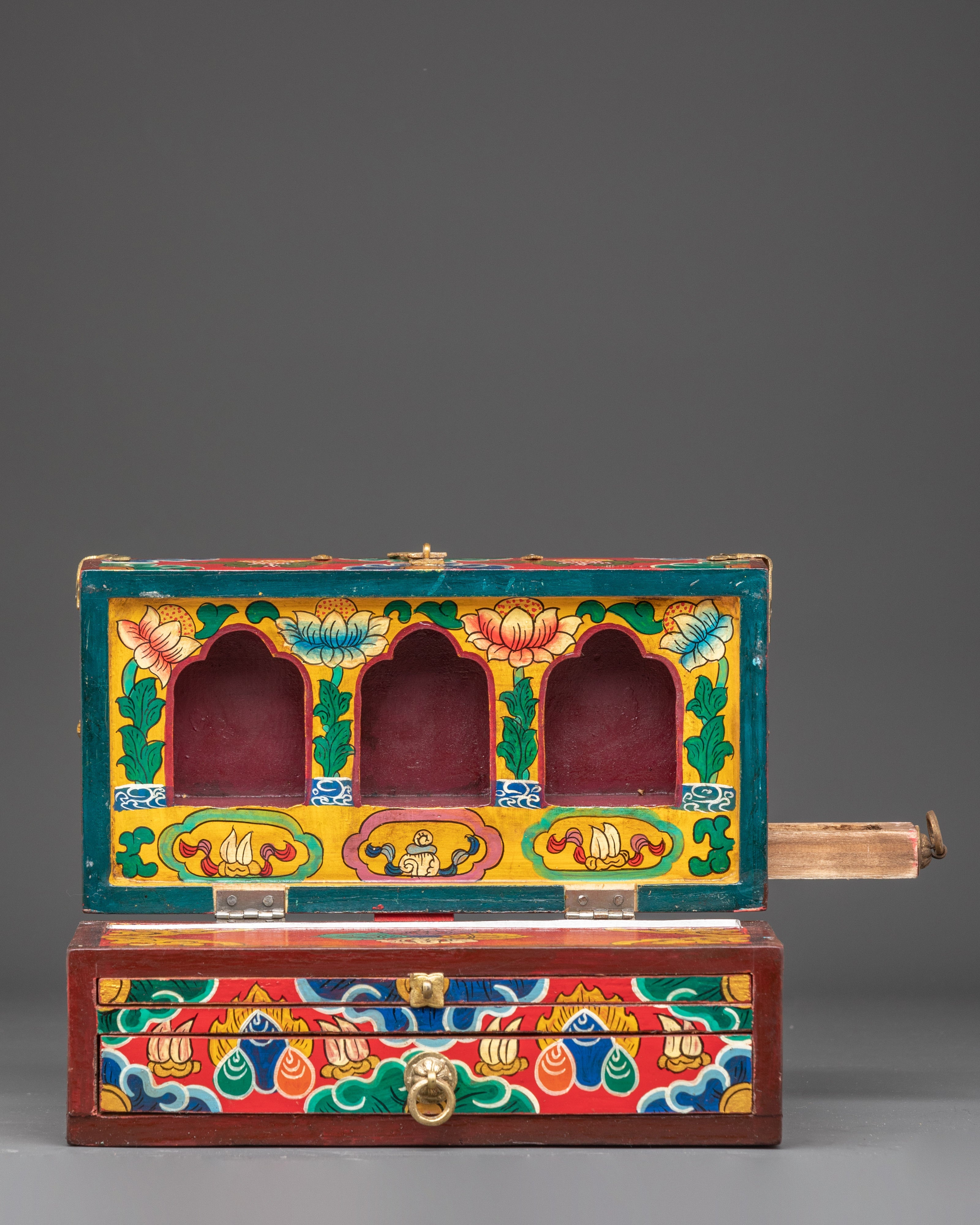 Handmade Traditional Himalayan Altar Box | Tibetan Ritual Shrine